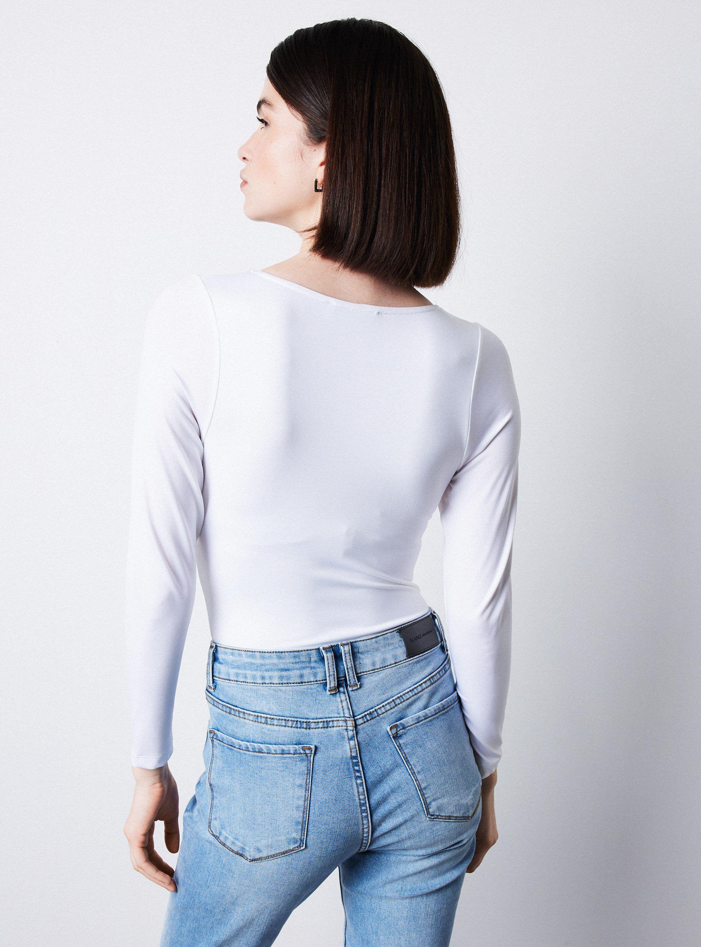 Polera Body Manga Larga Escote V-1