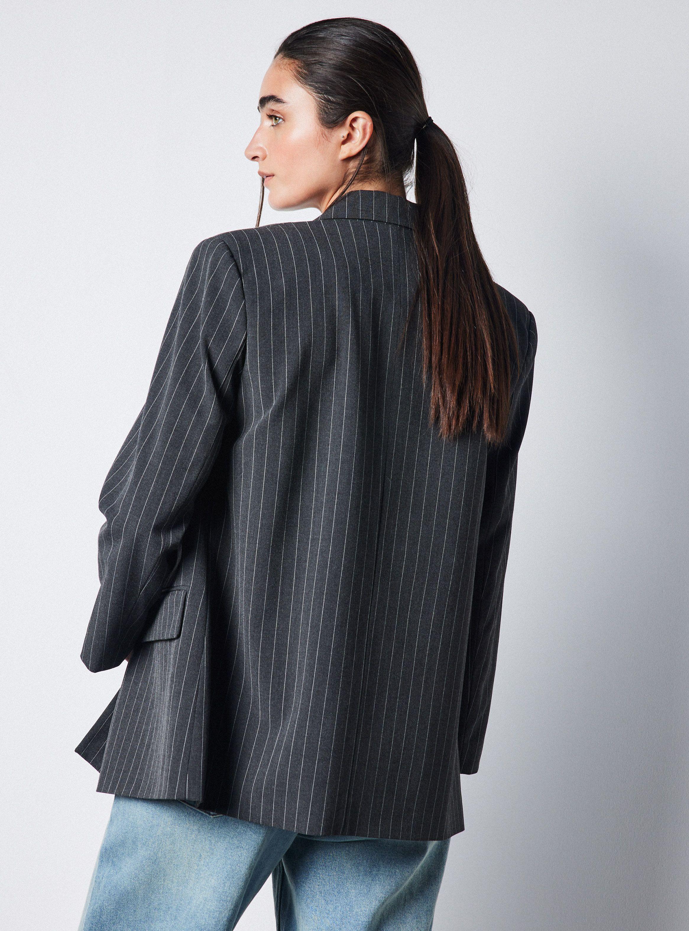 Blazer Oversize Botón Rayado-1