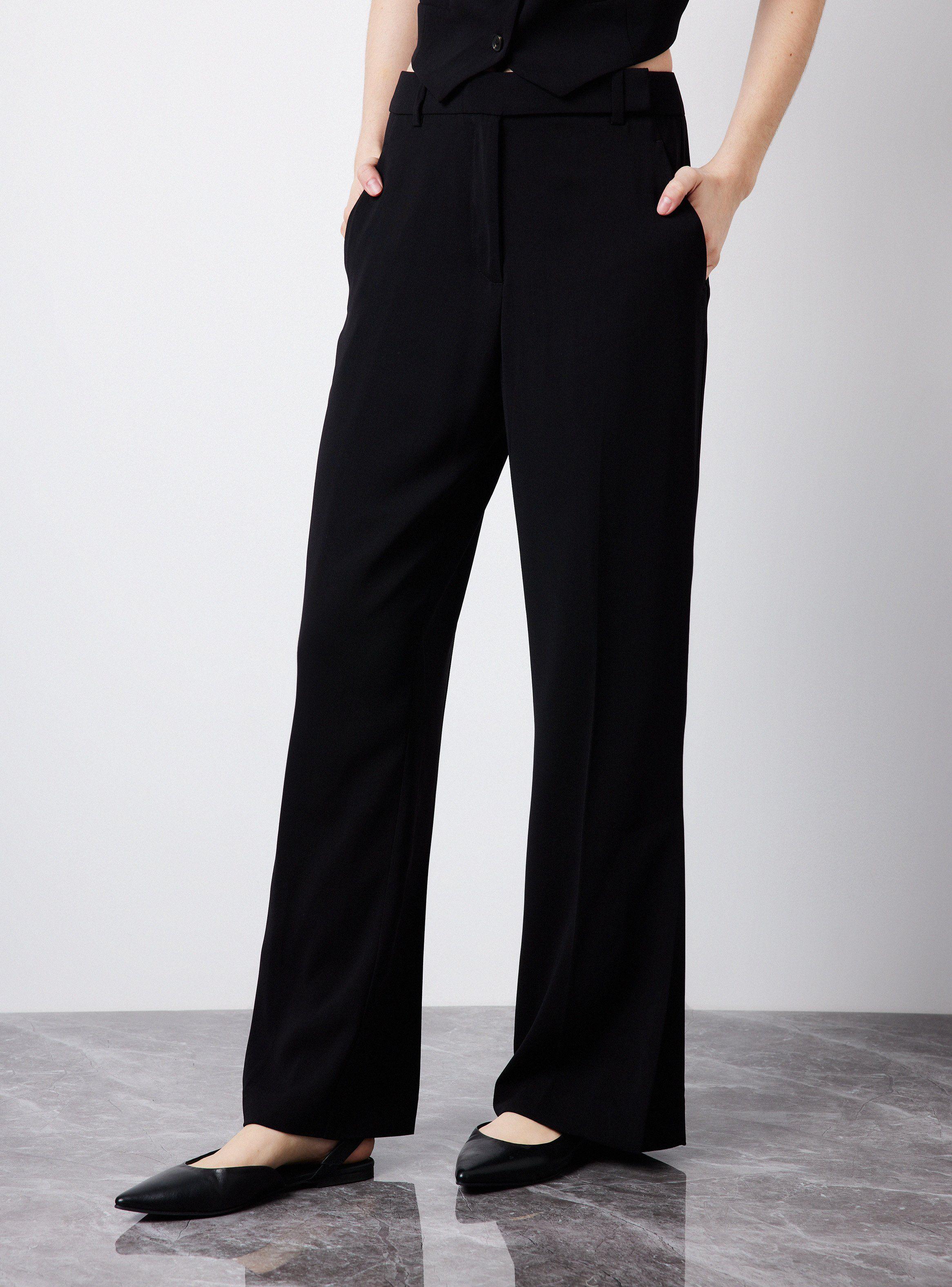 Pantalón Traje Recto Con Abertura Lateral-0