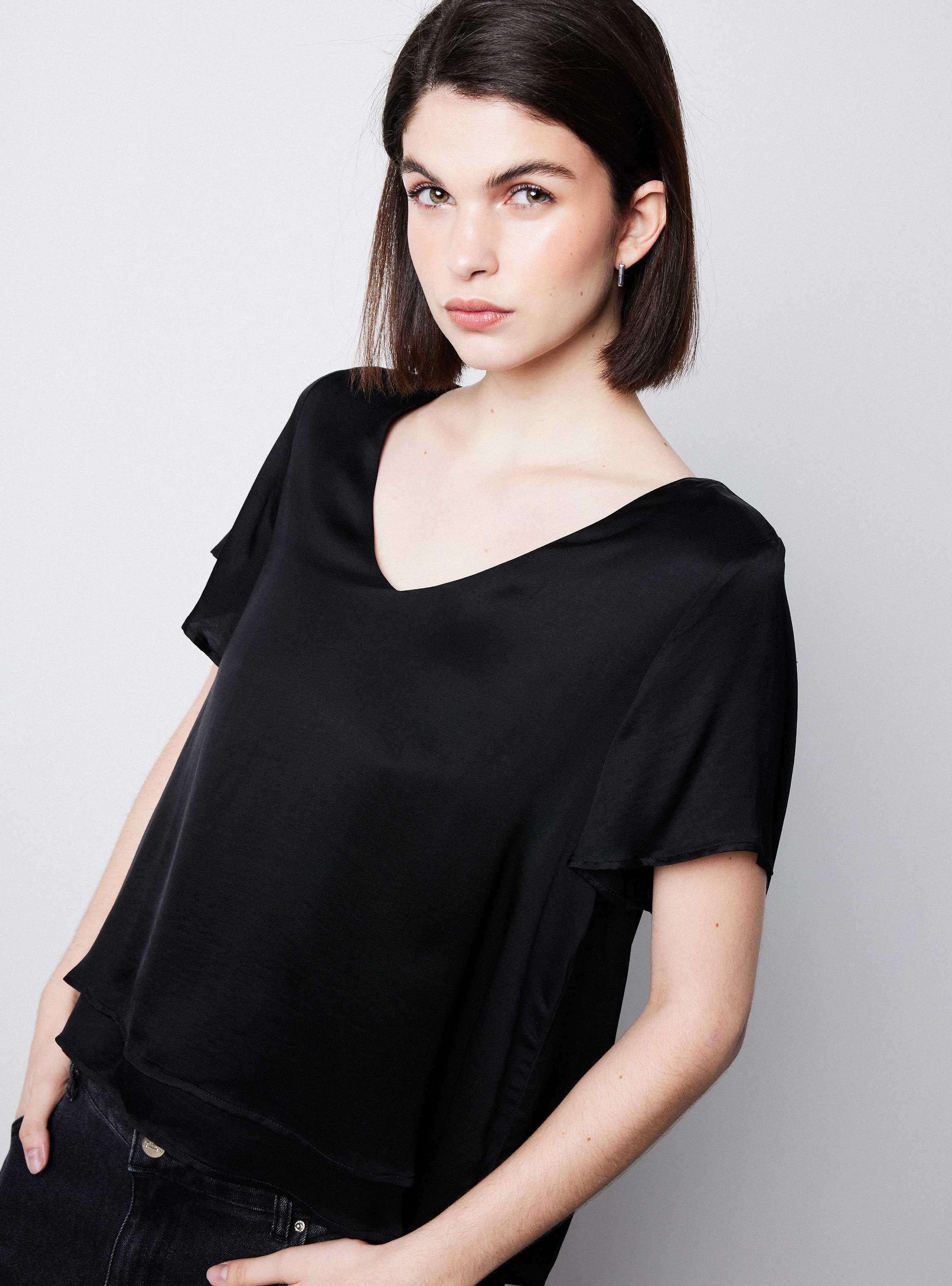 Blusa Manga Ángel Escote V Satín-2