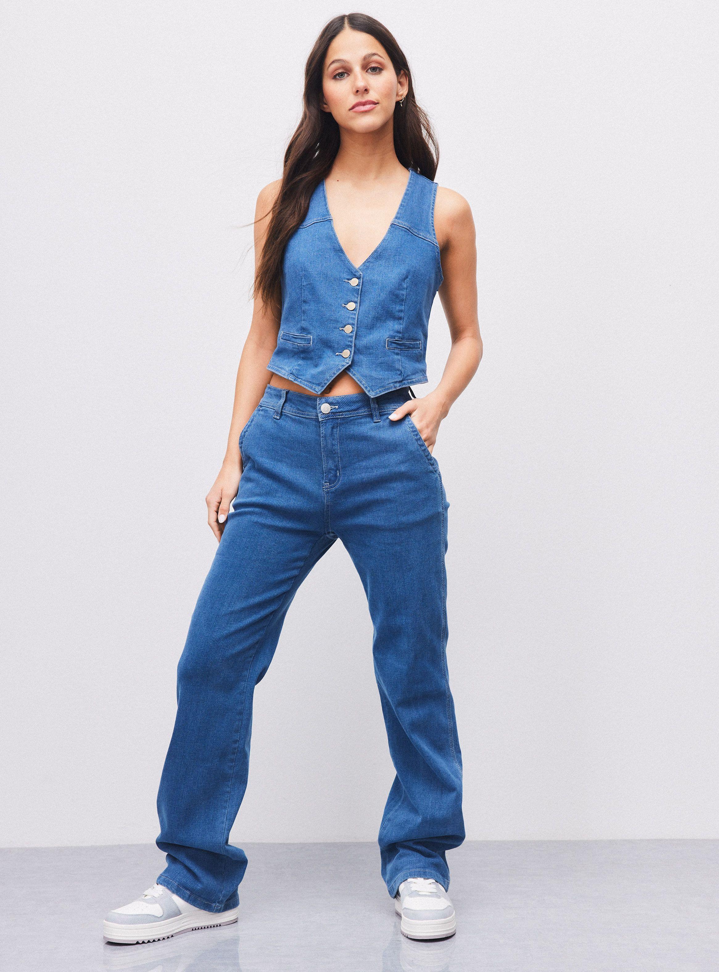 Chaqueta Vest Estampado Denim Rayas-4