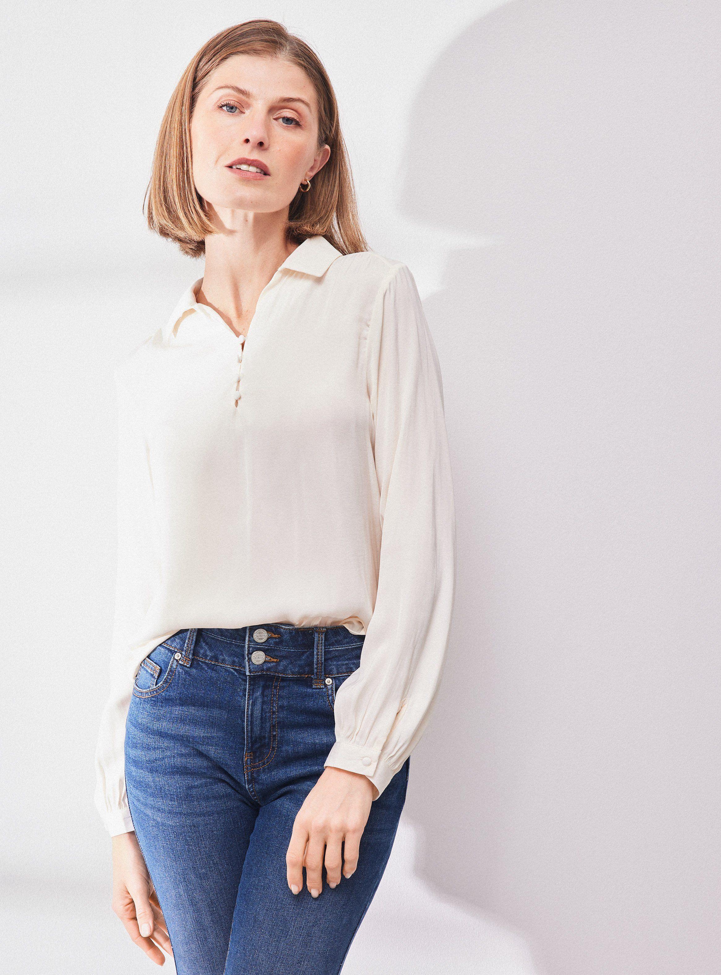 Blusa Fluida con Botón en Escote-0