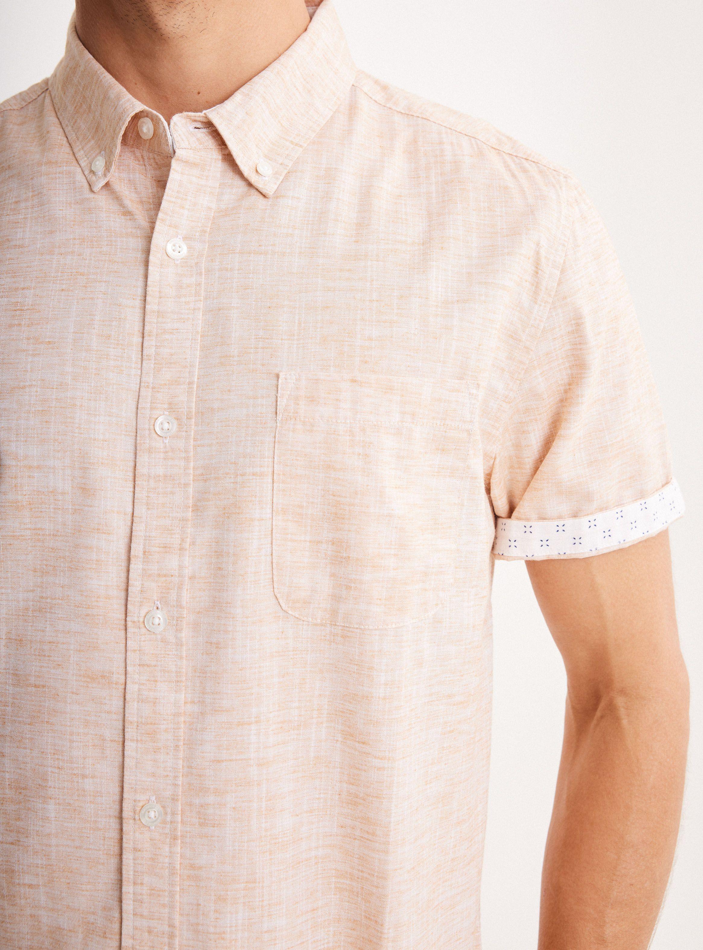 Camisa de Vestir Manga Corta Algodón Detalle Mangas-3