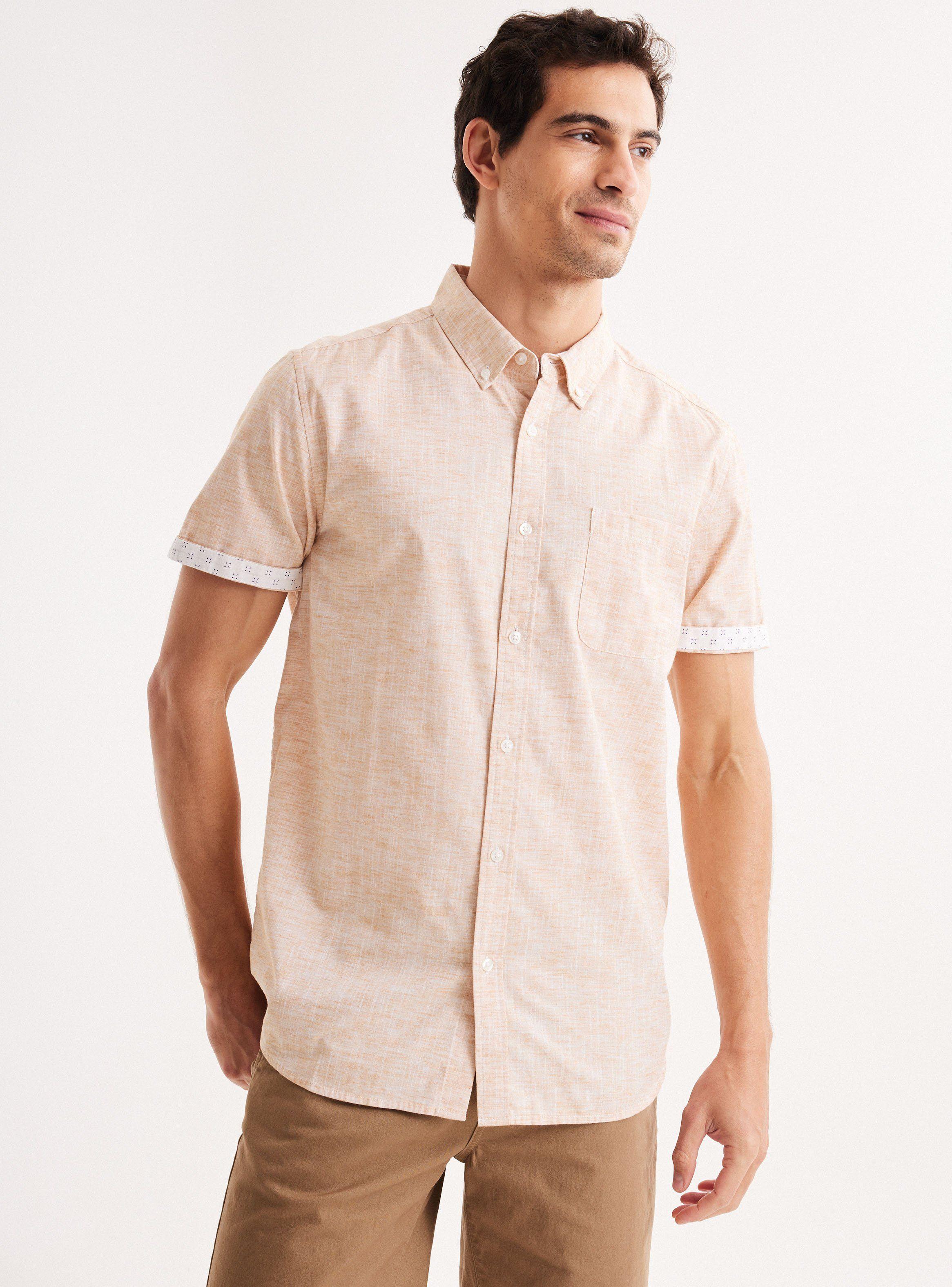 Camisa de Vestir Manga Corta Algodón Detalle Mangas-0