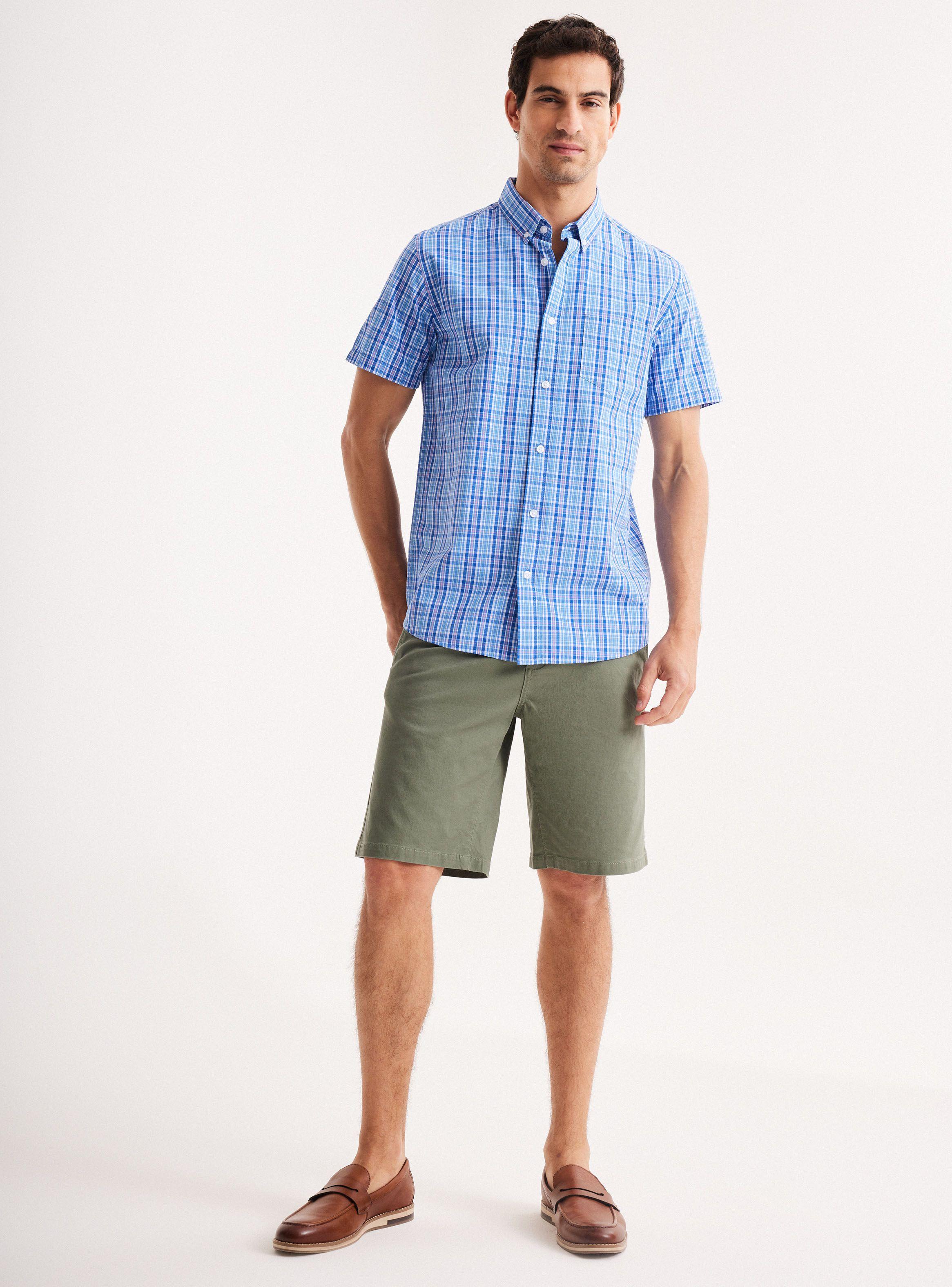 Camisa de Vestir Manga Corta Algodón Poplin Cuadros-4