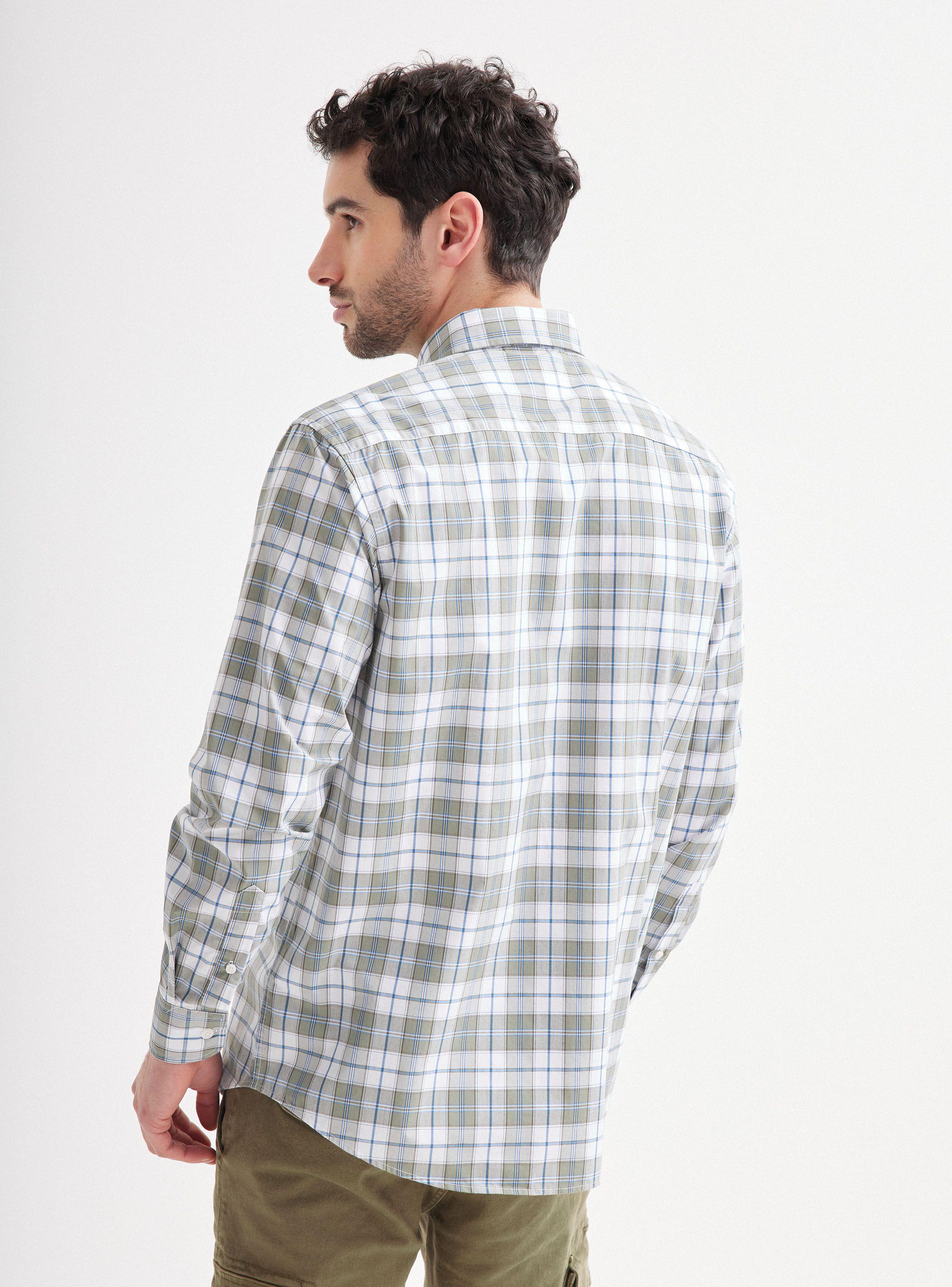 Camisa de Vestir Manga Larga Cuadros Algodón-1