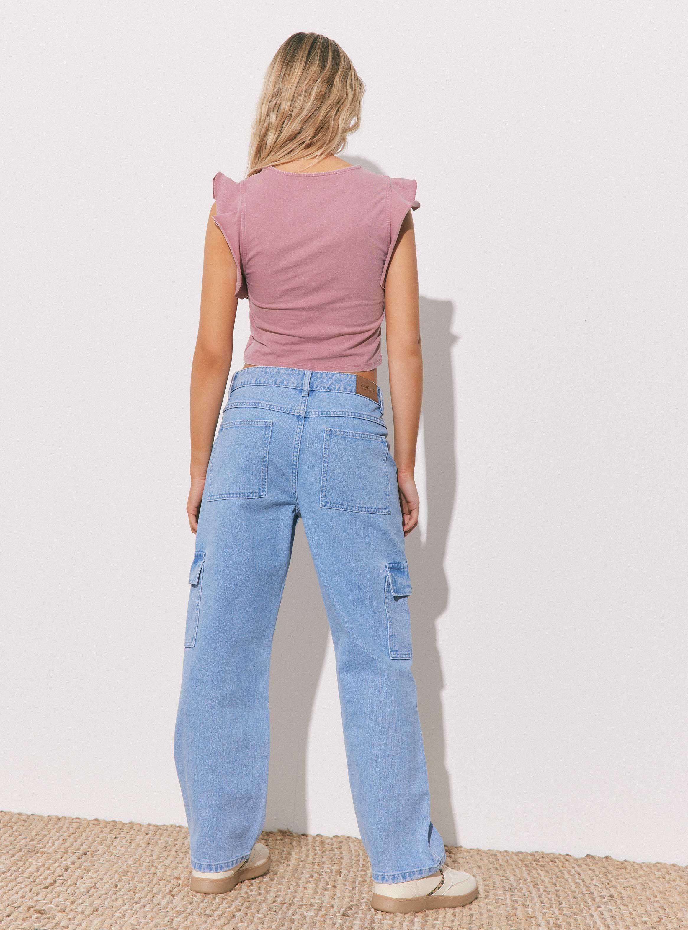 Jeans Bolsillos Cargo Tiro Medio-5