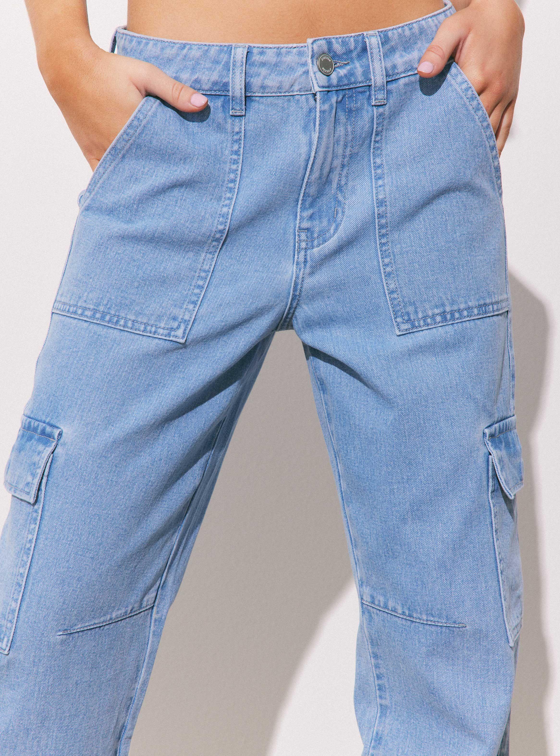 Jeans Bolsillos Cargo Tiro Medio-2
