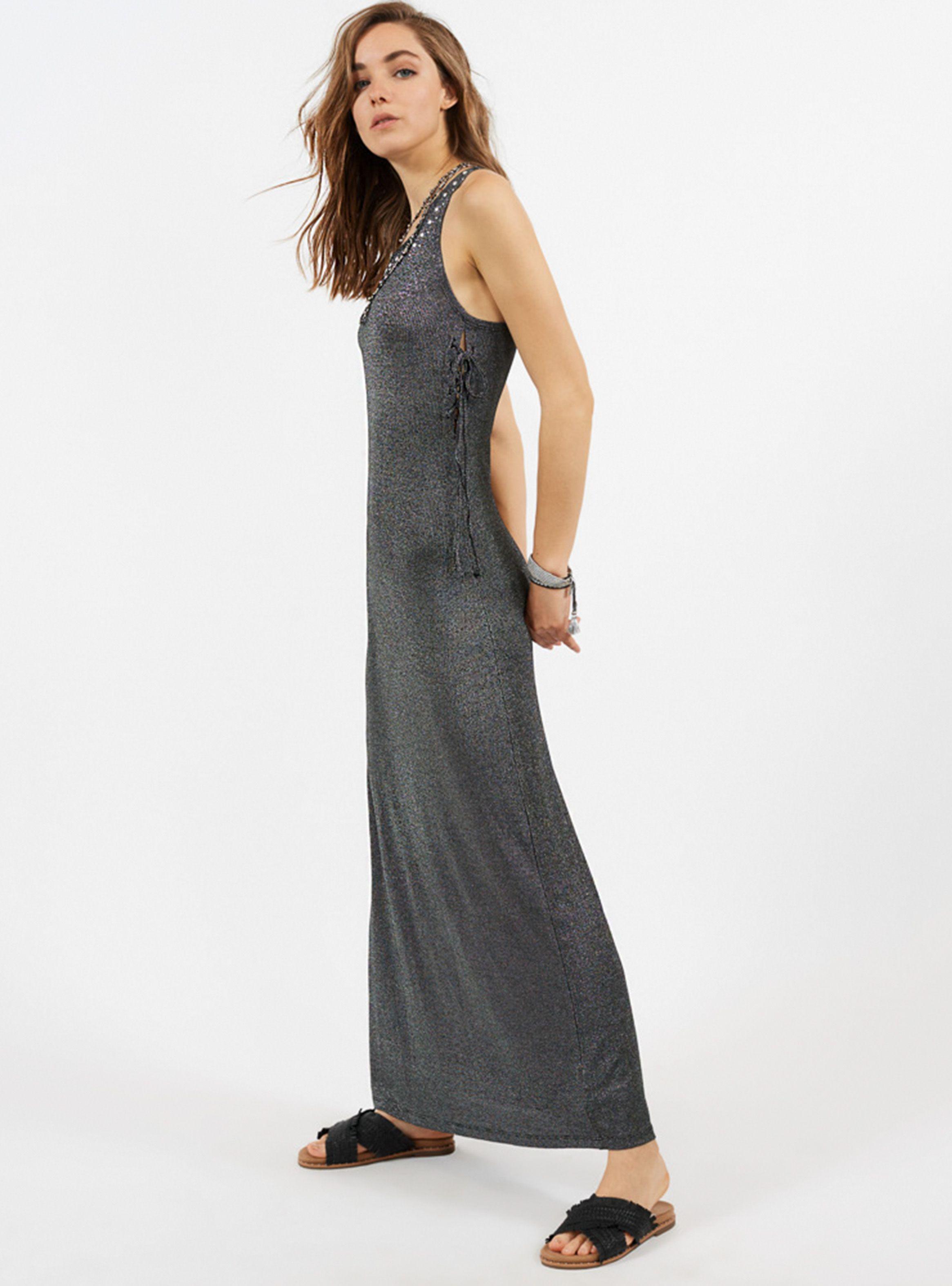 Vestido Largo Brillante Tachas Umbrale Be-0