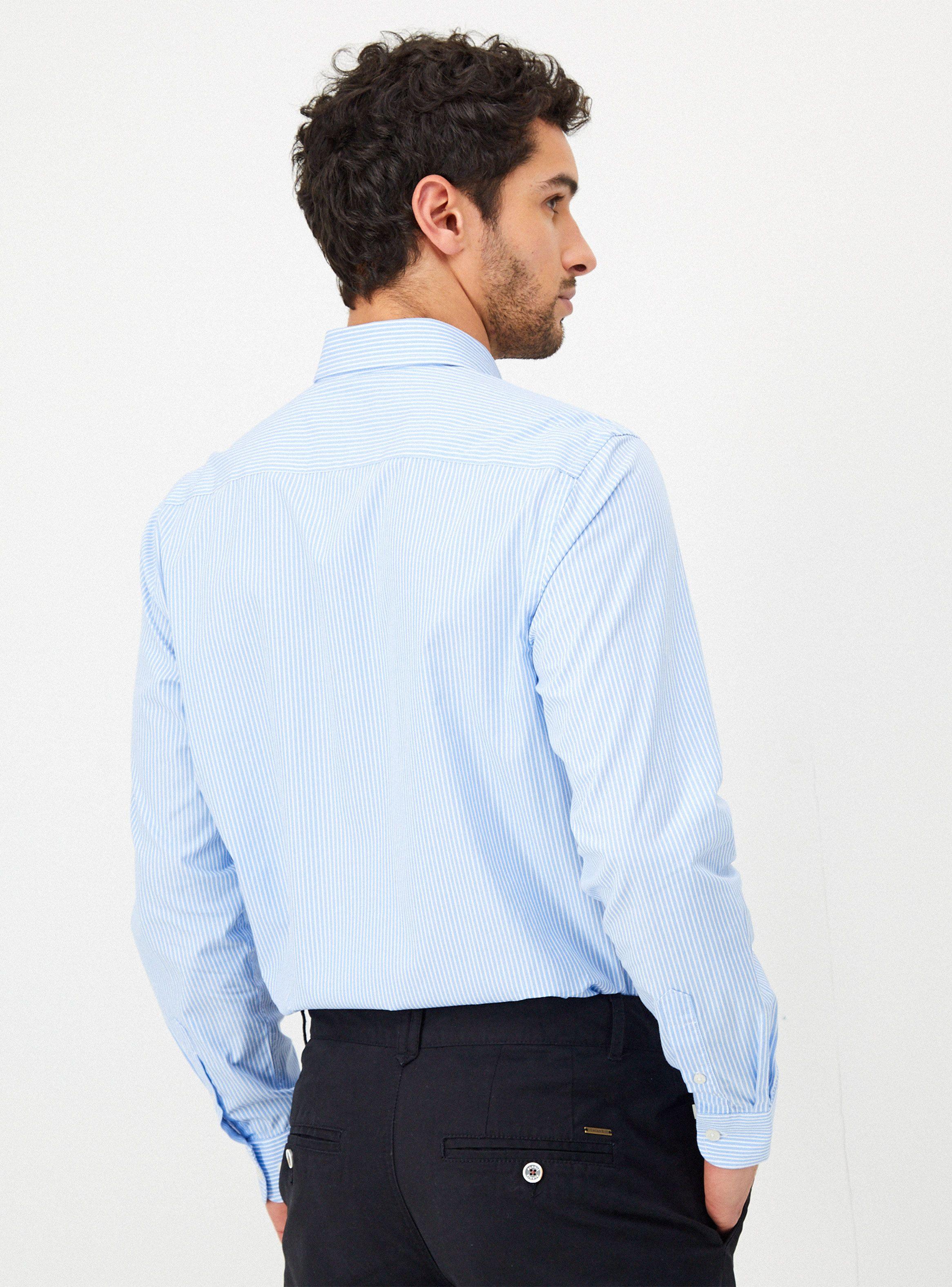 Camisa Lisa Manga Larga Azul-1