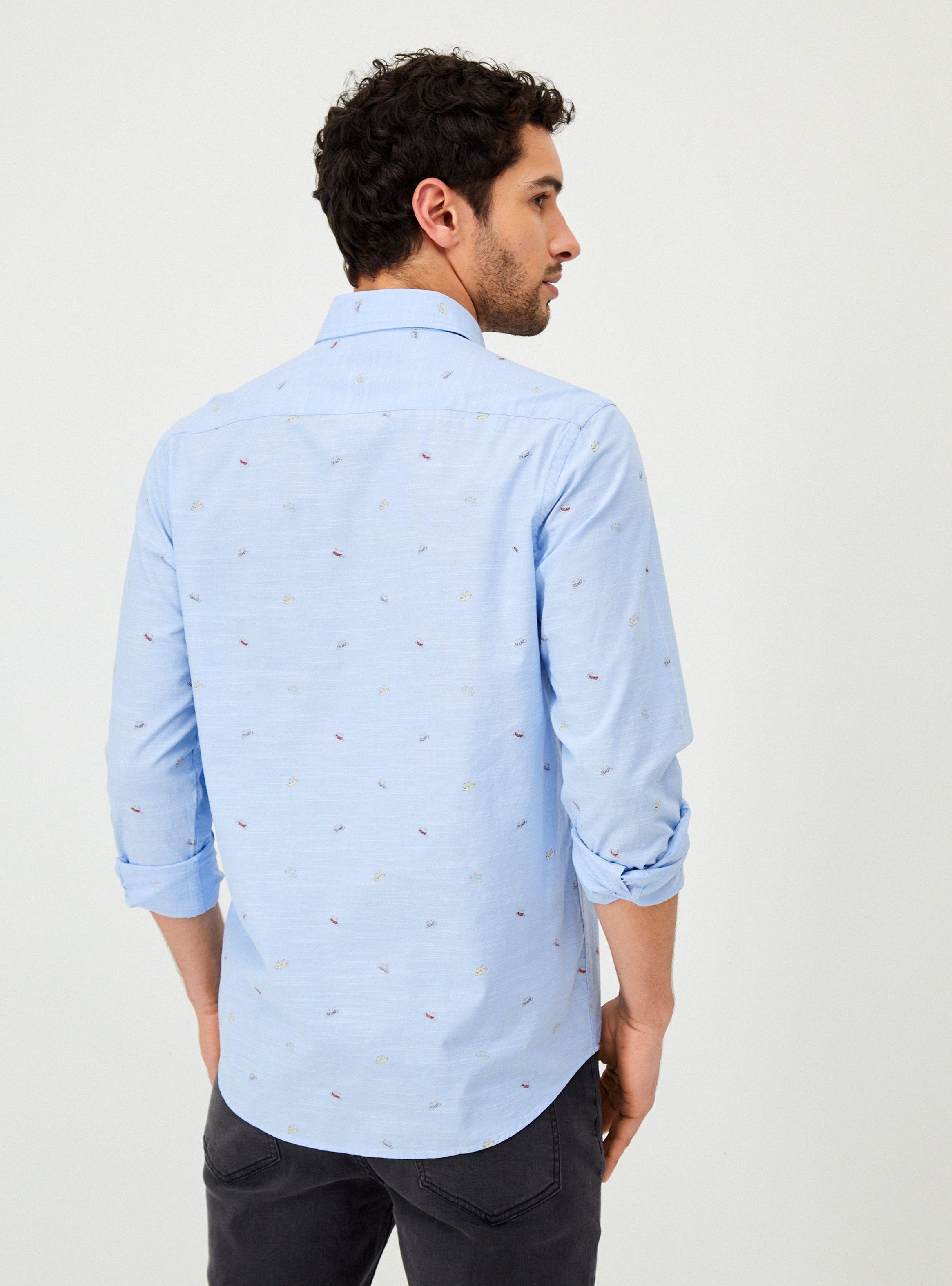 Camisa Básica Manga Larga Azul-1