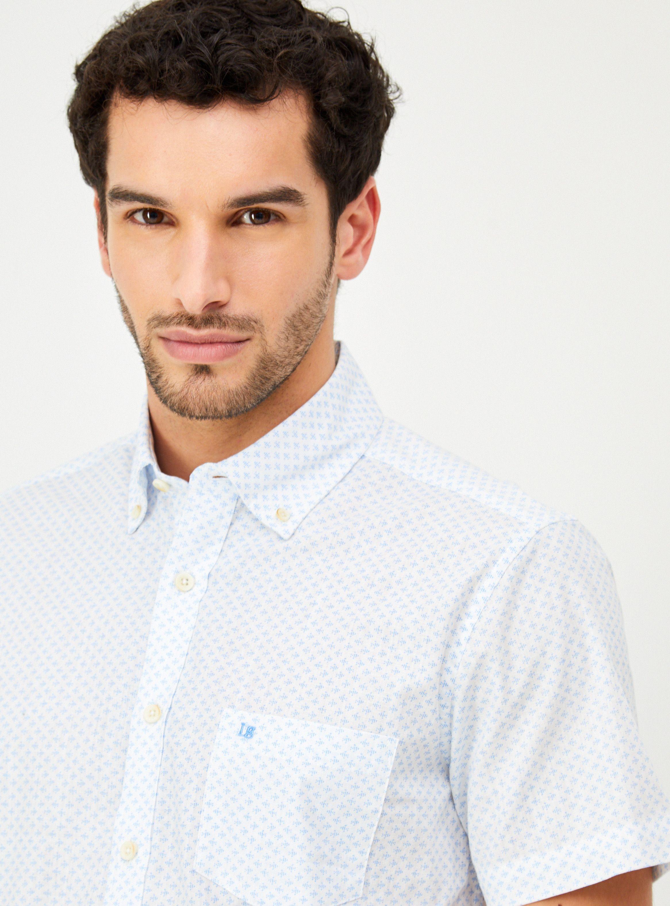 Camisa Mini Print Manga Corta Blanca-2