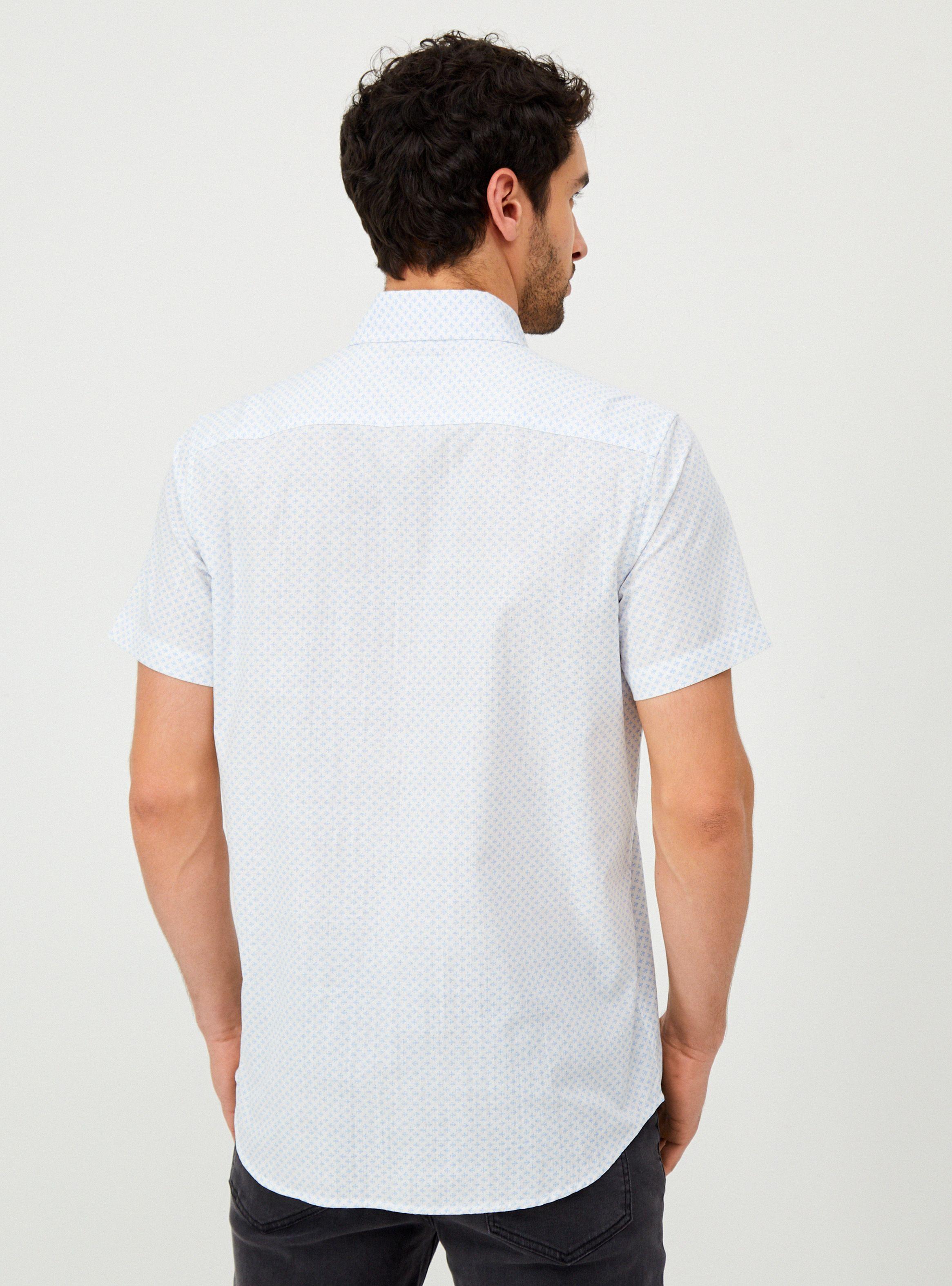 Camisa Mini Print Manga Corta Blanca-1