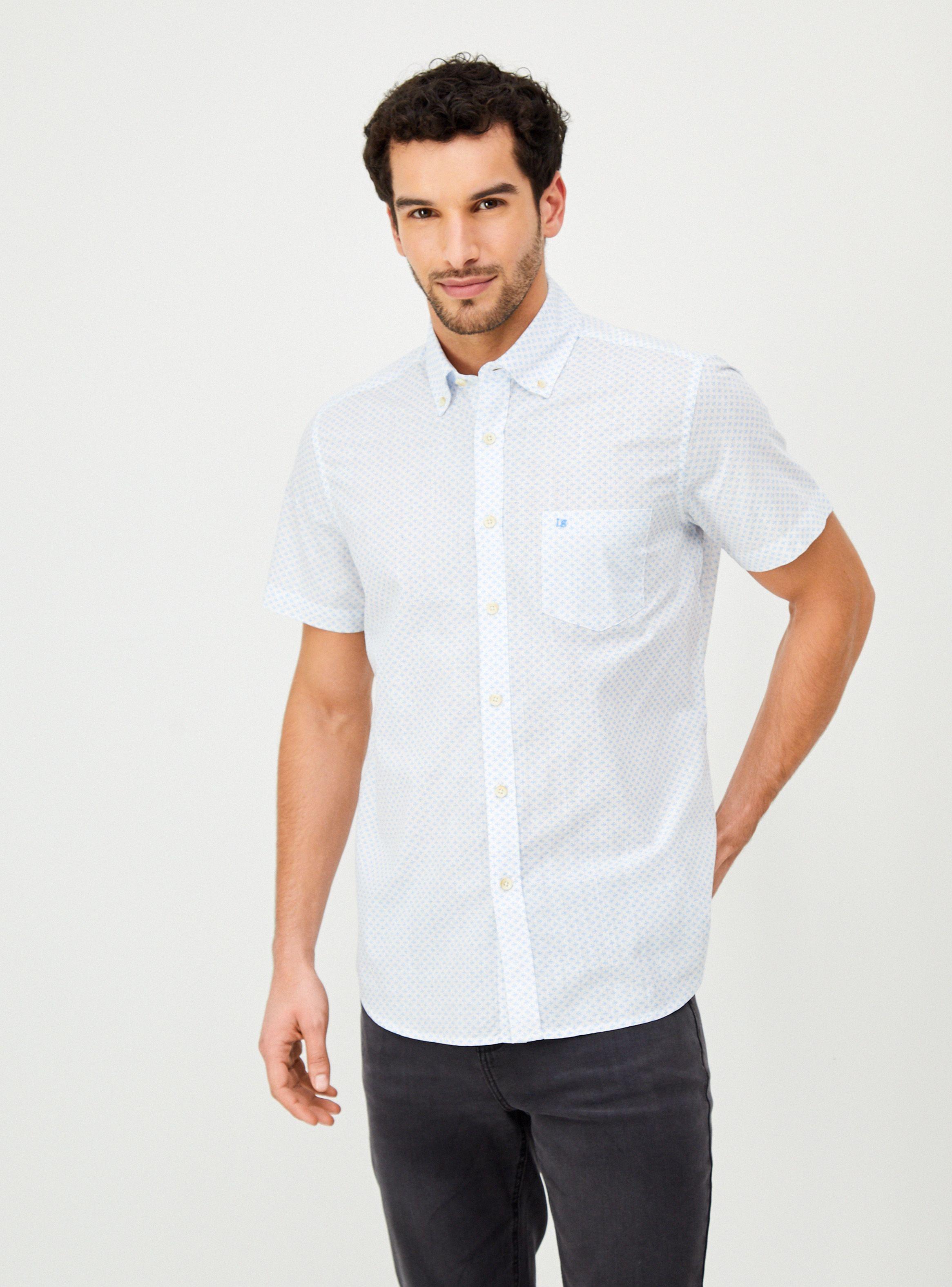 Camisa Mini Print Manga Corta Blanca-0