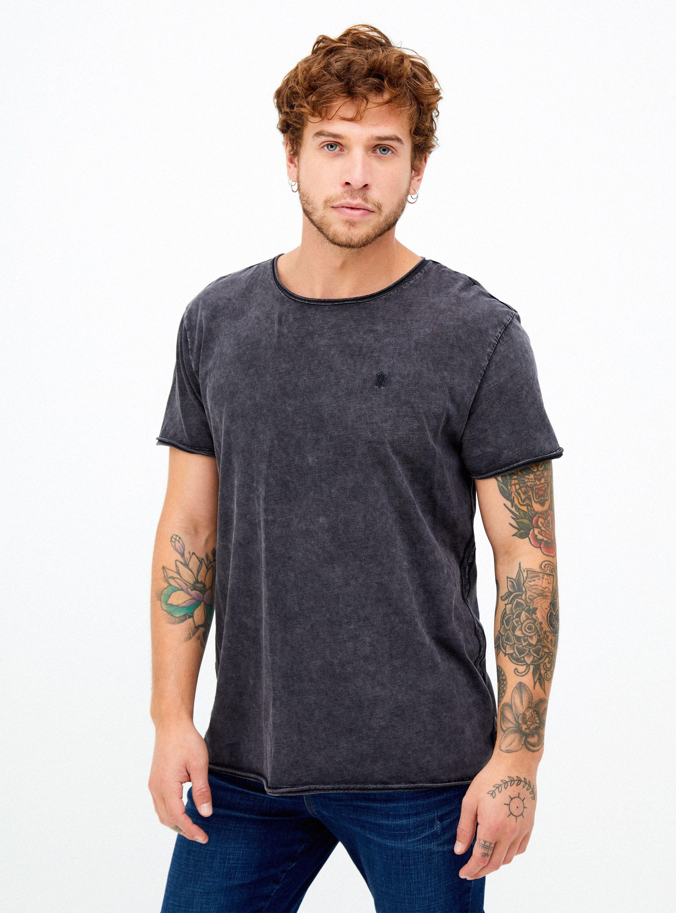 Polera Lavada Mangas Desgastadas-0
