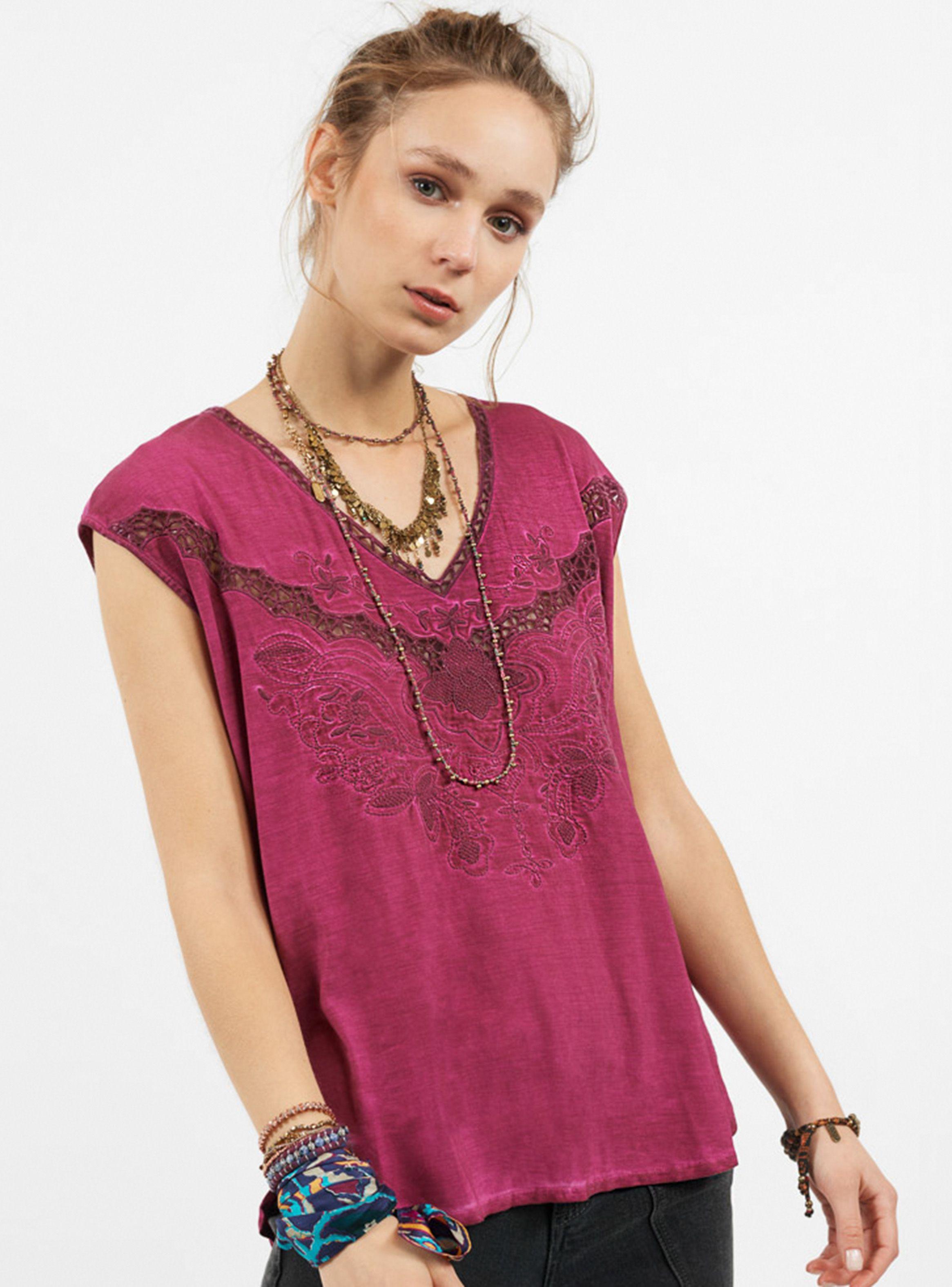 Polera con Malla Bordada Umbrale Woman-0