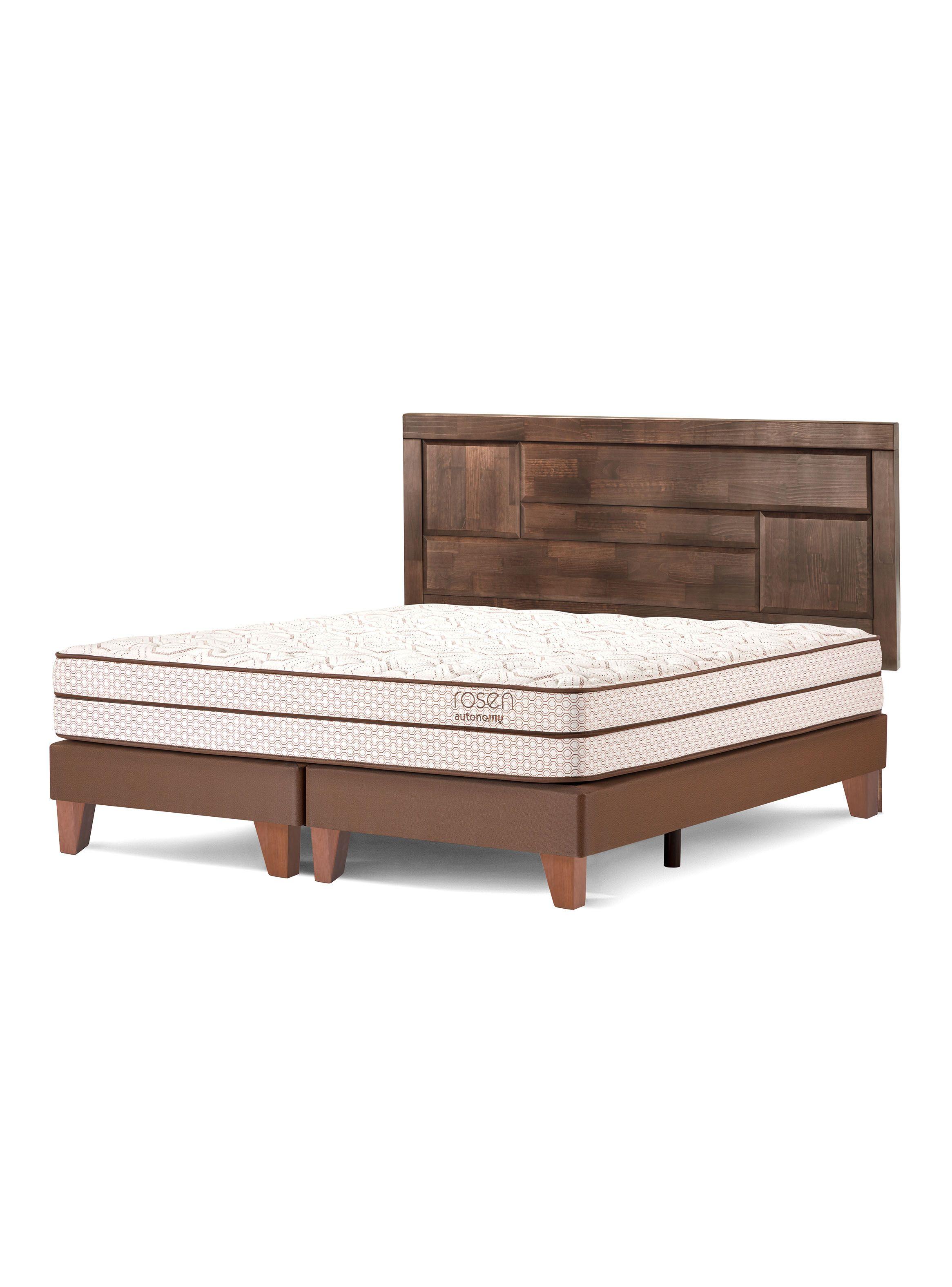 Cama Europea Autonomy Land King + Respaldo Café Oscuro-0