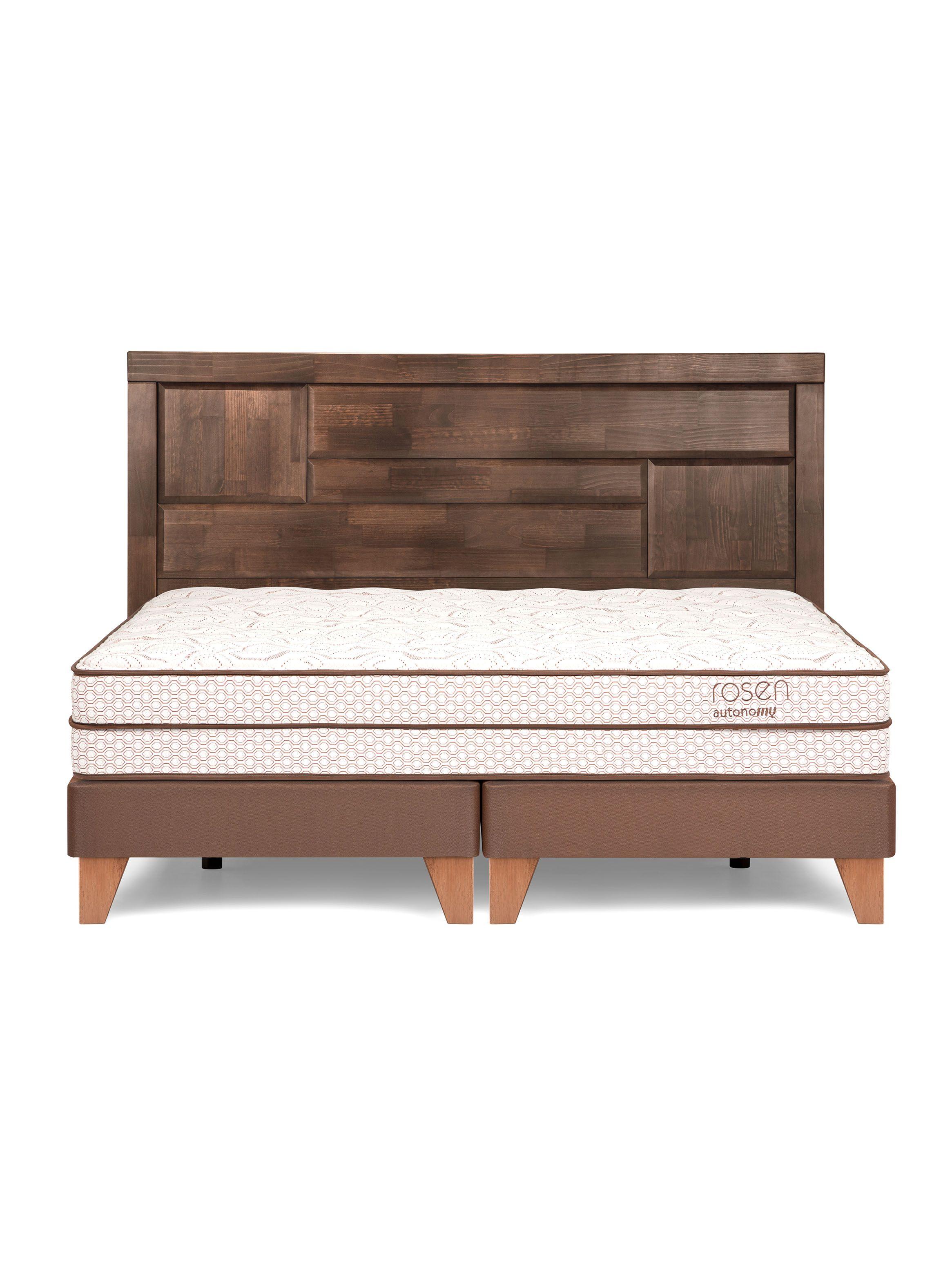 Cama Europea Autonomy Land King + Respaldo Café Oscuro-1