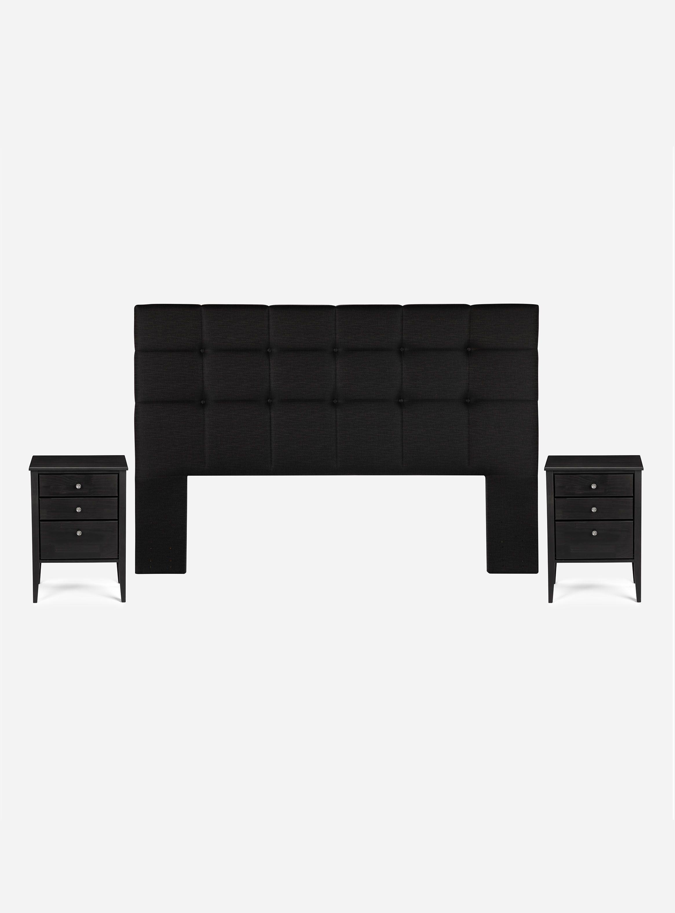 Cama Europea Tempo Súper King + Set de Muebles Issey Grafito-1