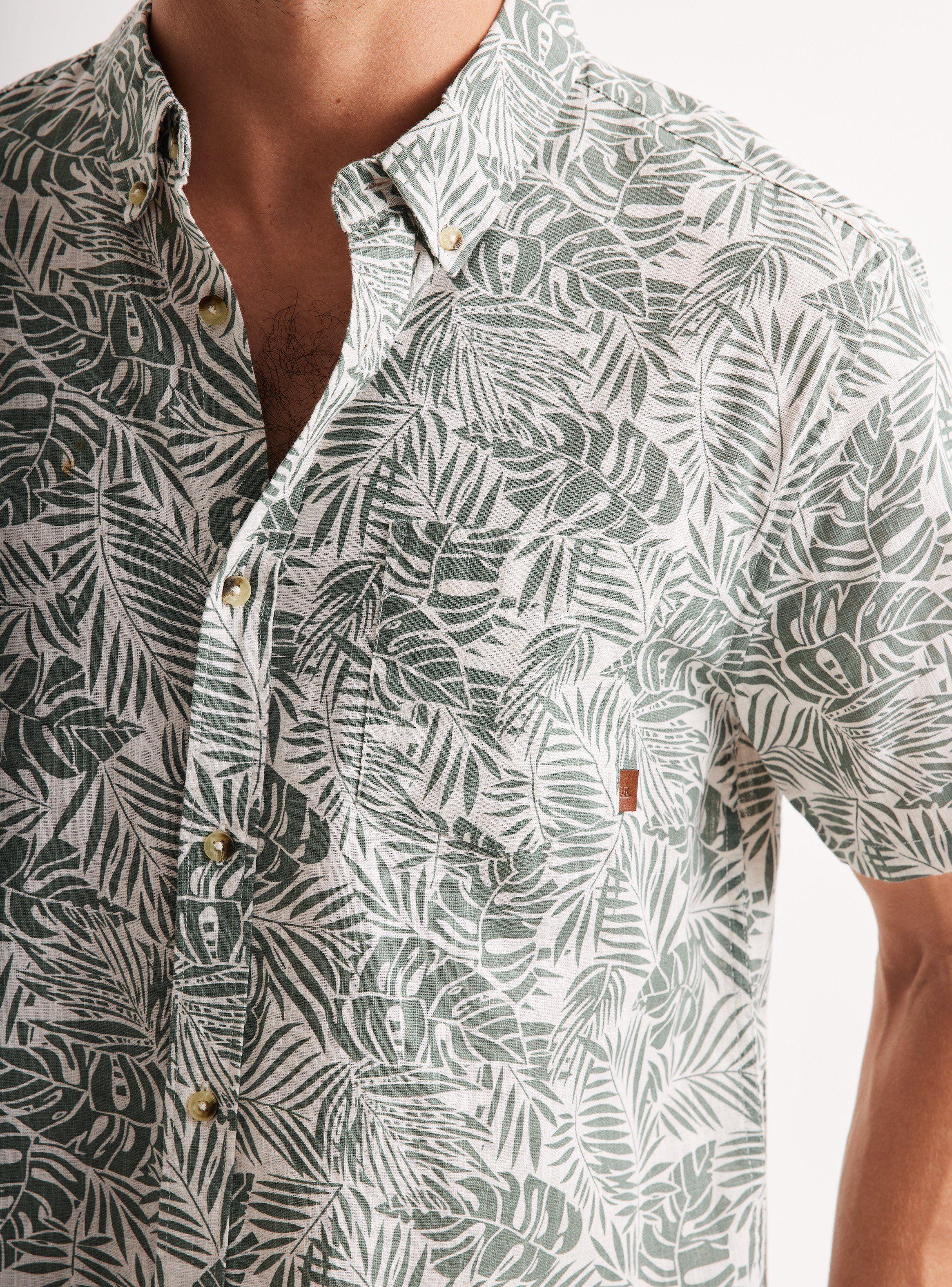 Camisa de Vestir Manga Corta Lino Algodón Diseños-3