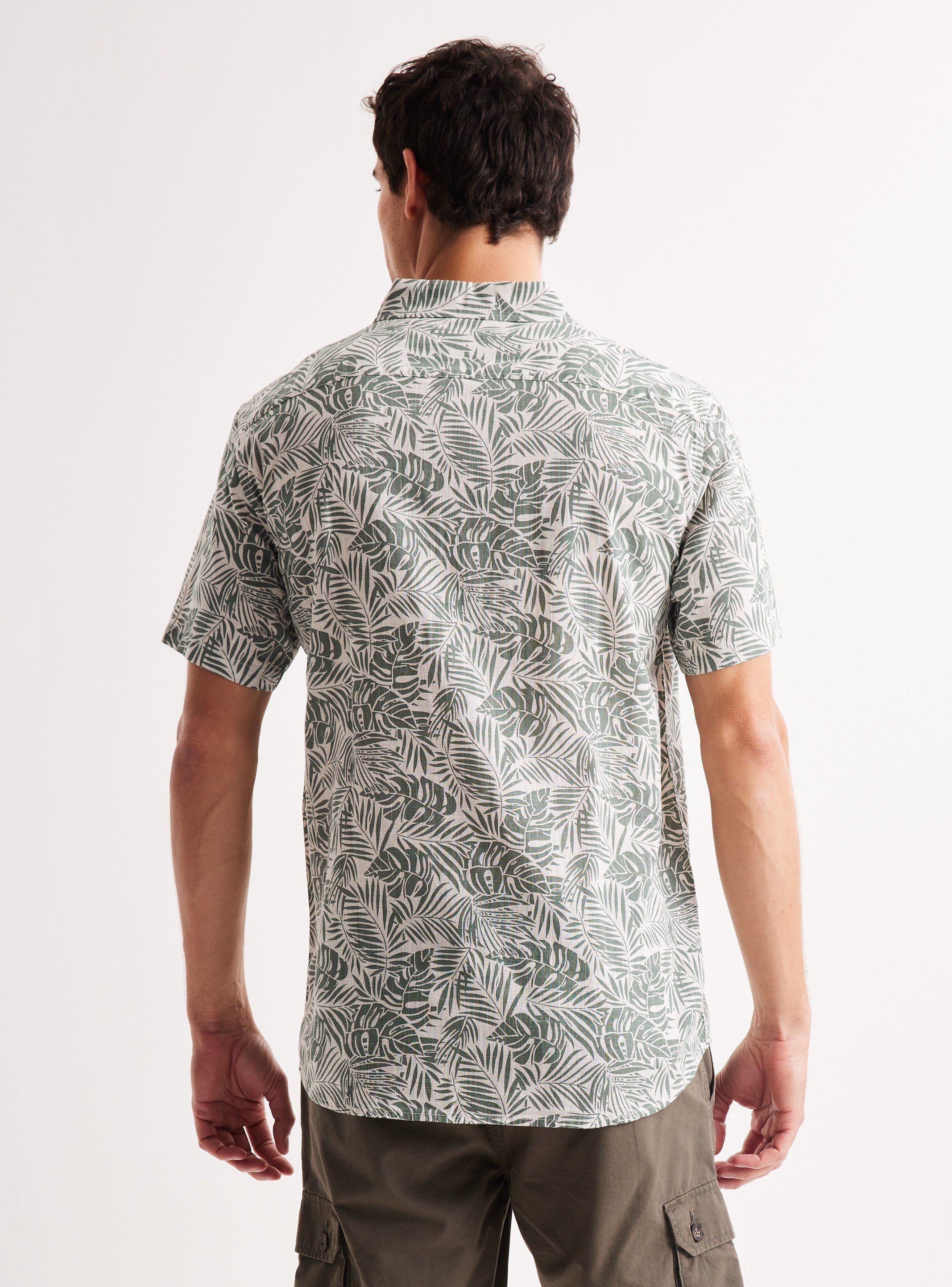 Camisa de Vestir Manga Corta Lino Algodón Diseños-1