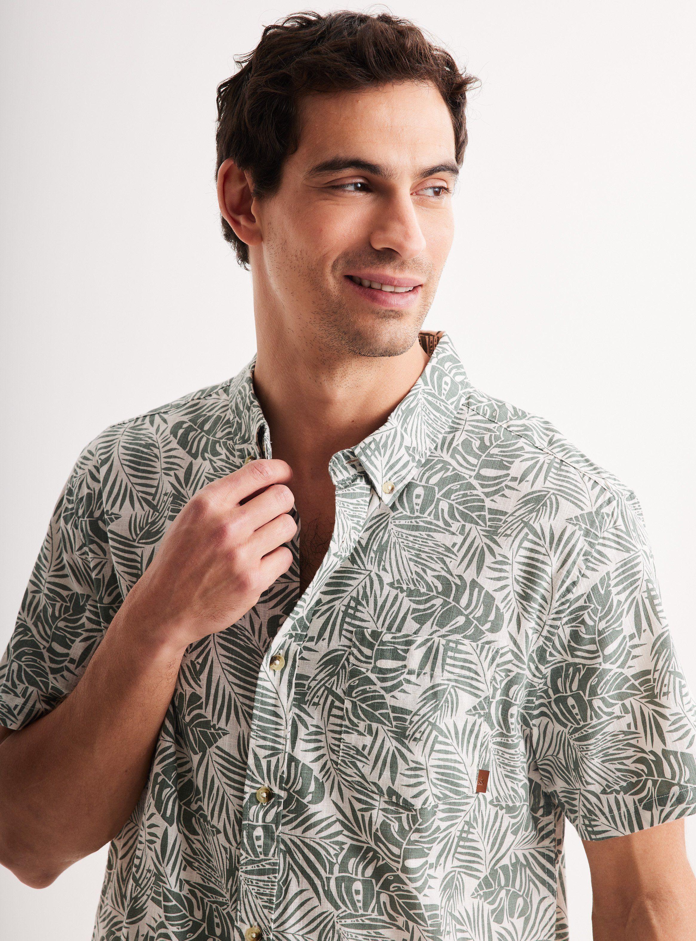Camisa de Vestir Manga Corta Lino Algodón Diseños-2