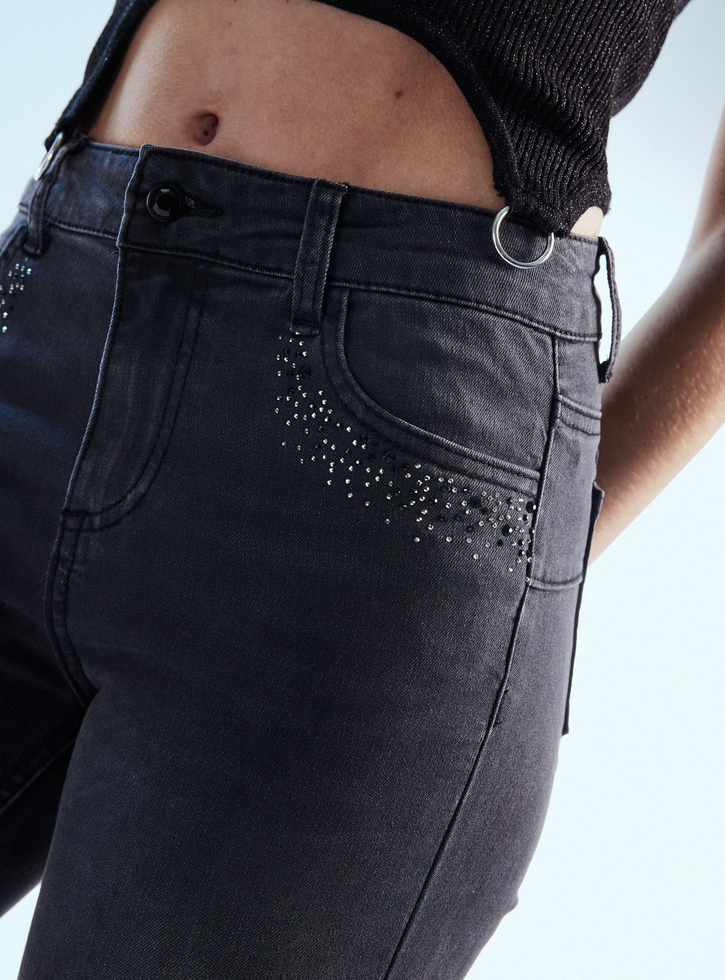 Jeans Basta sin Terminación y Strass en Bolsillo-2