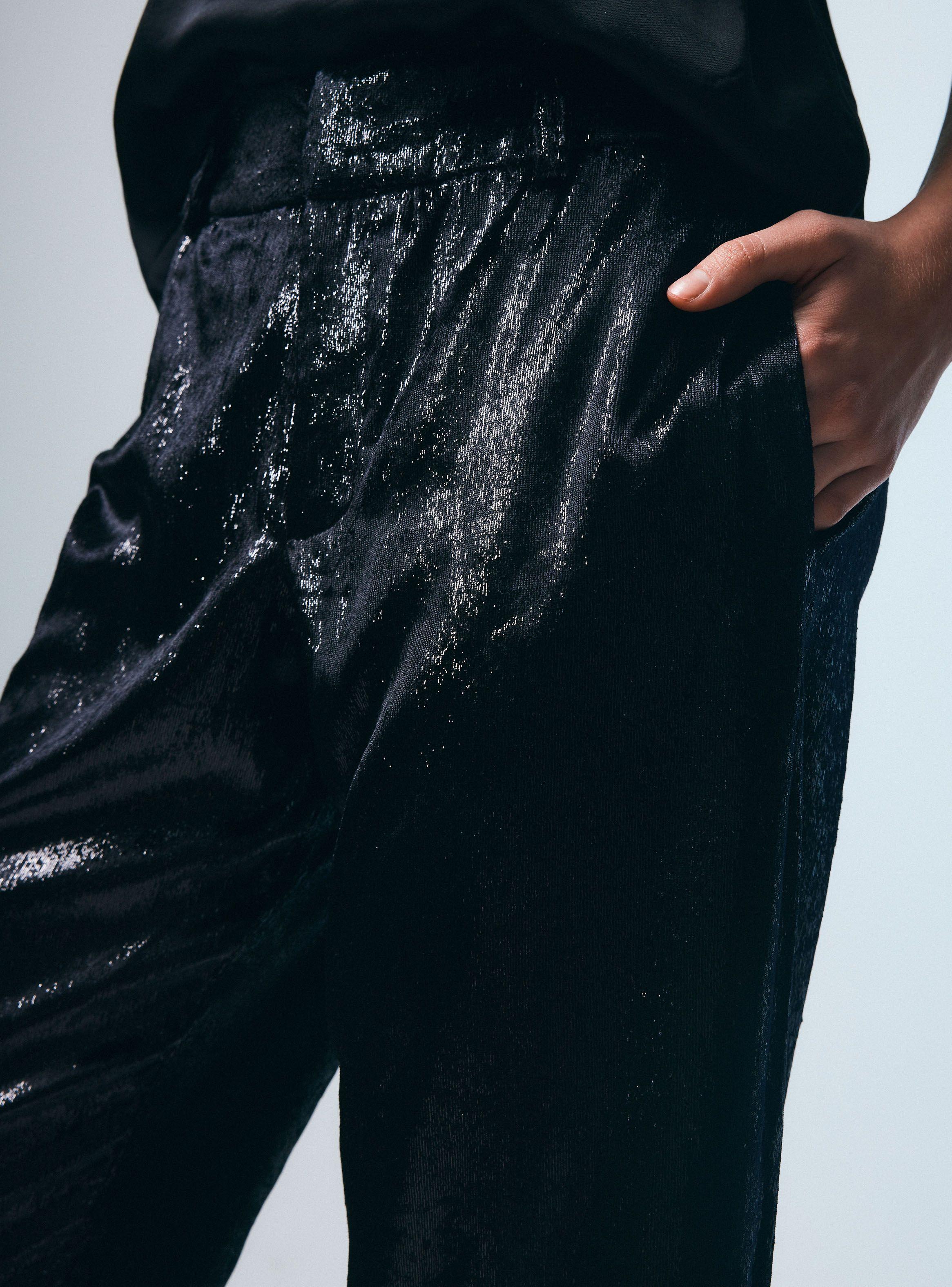 Pantalón Efecto Terciopelo Brillante-2