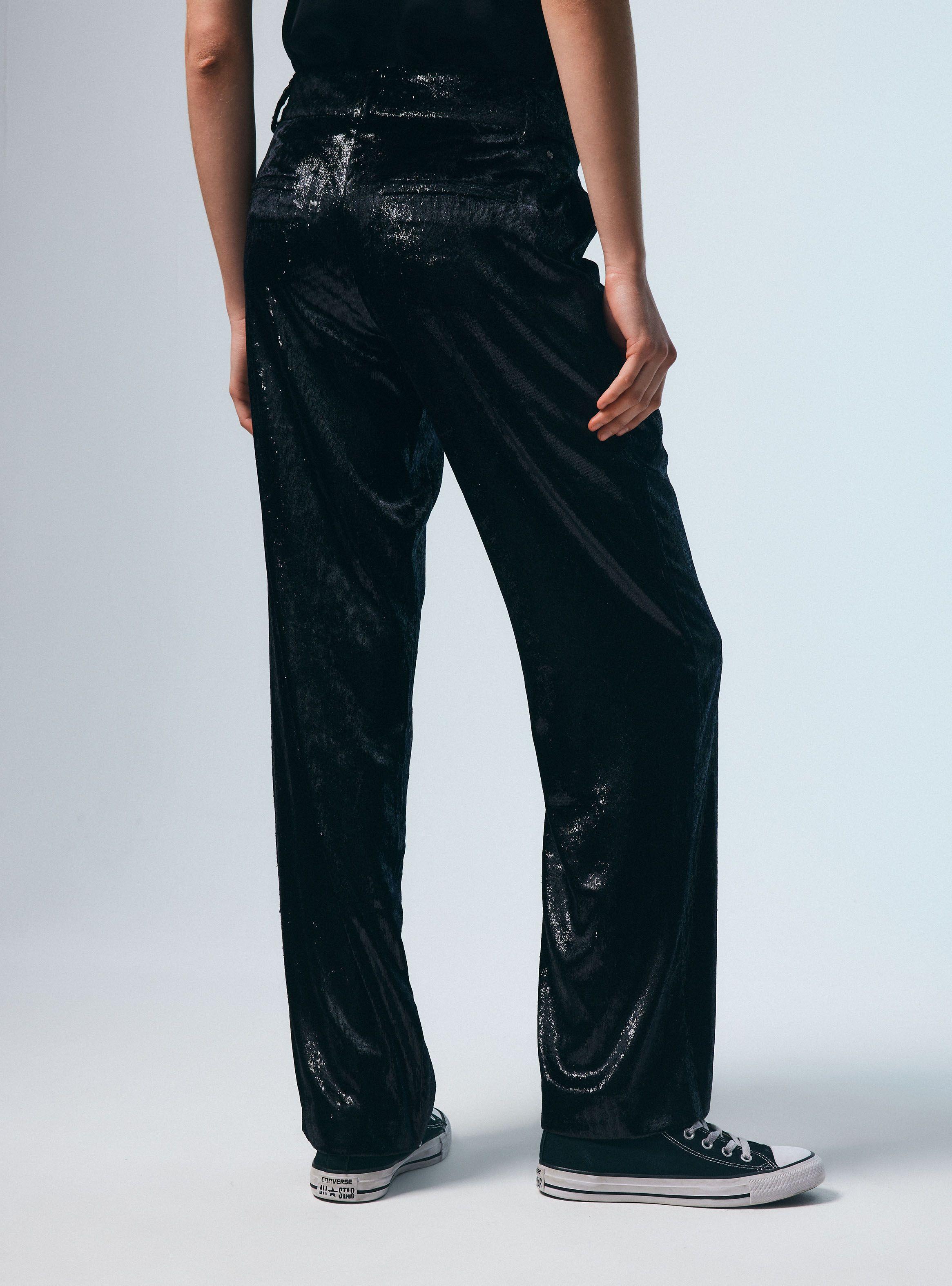 Pantalón Efecto Terciopelo Brillante-1