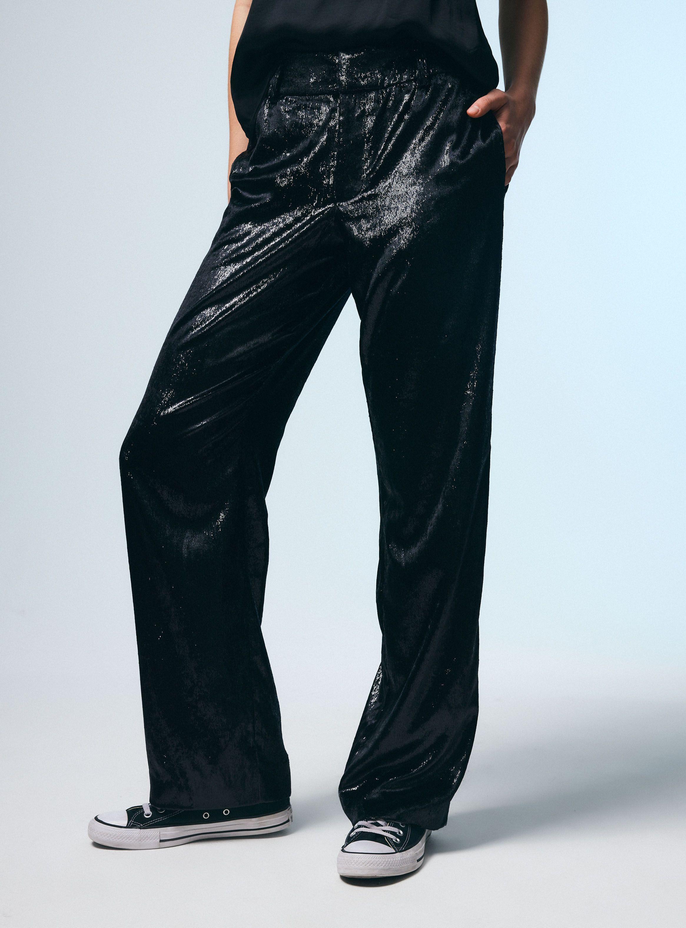 Pantalón Efecto Terciopelo Brillante-0