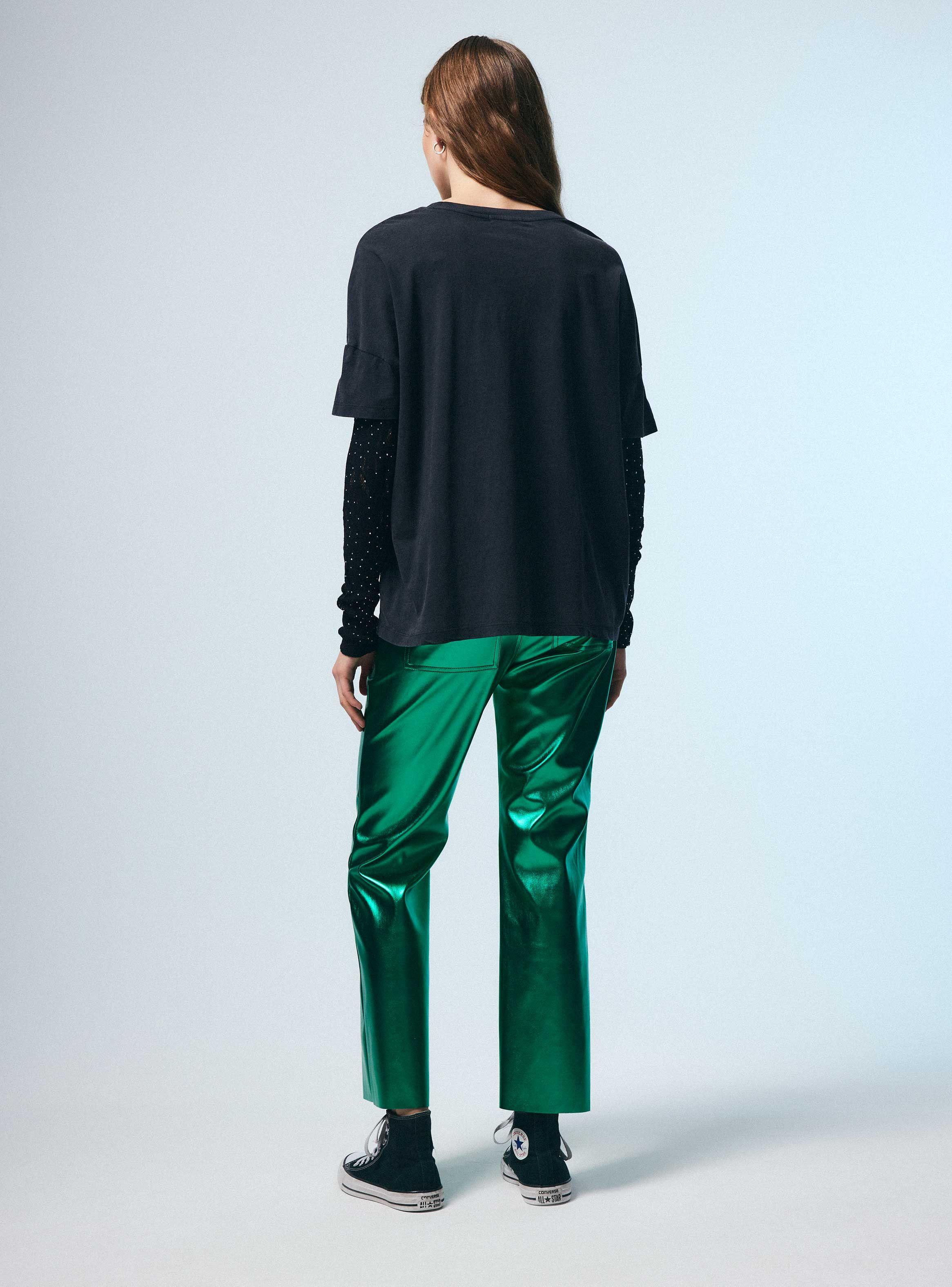 Polera Lavada con Manga Larga de Encaje con Strass-5
