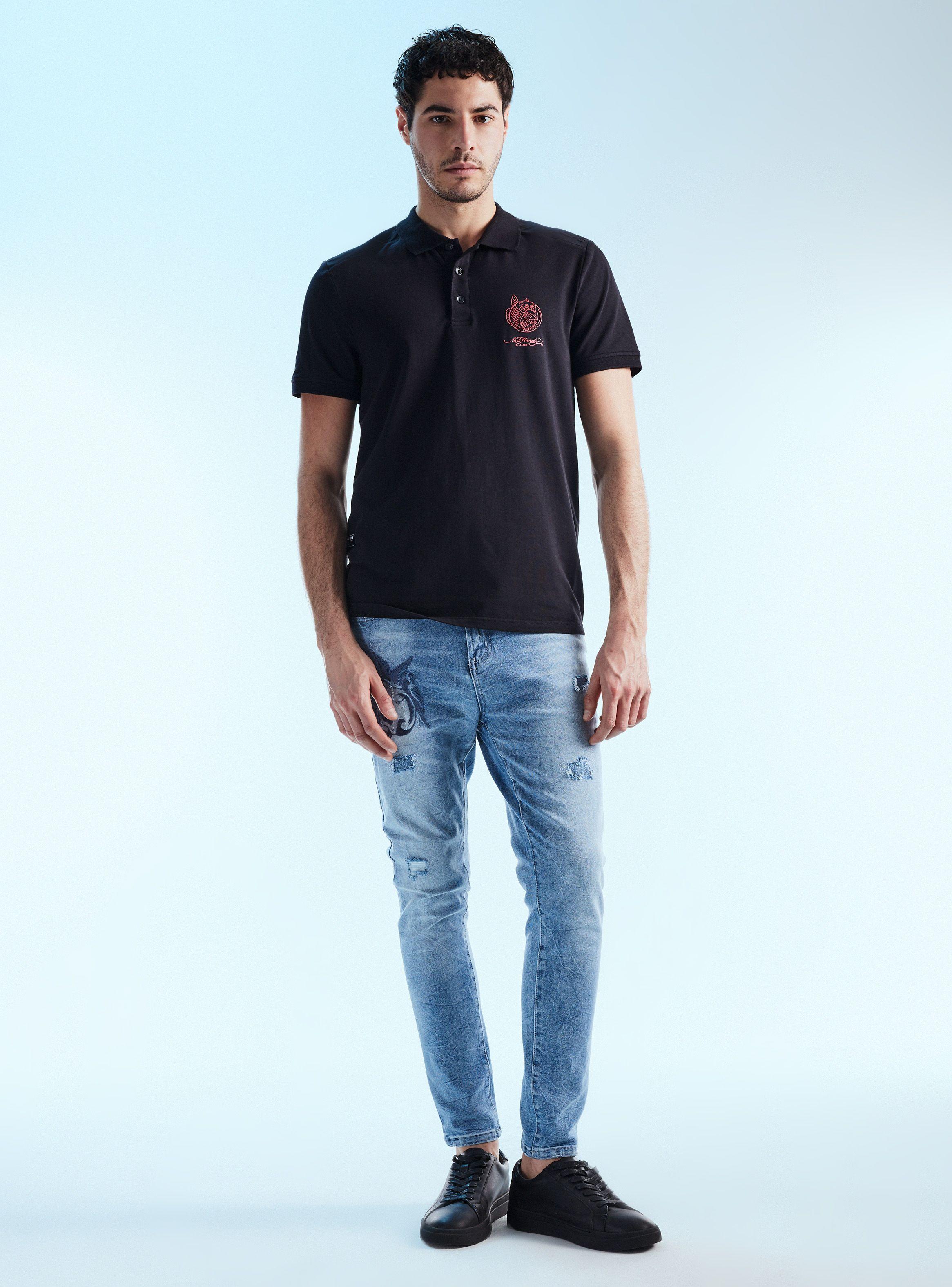 Jeans Súper Skinny Sobreteñido Ed Hardy Rasguños-4