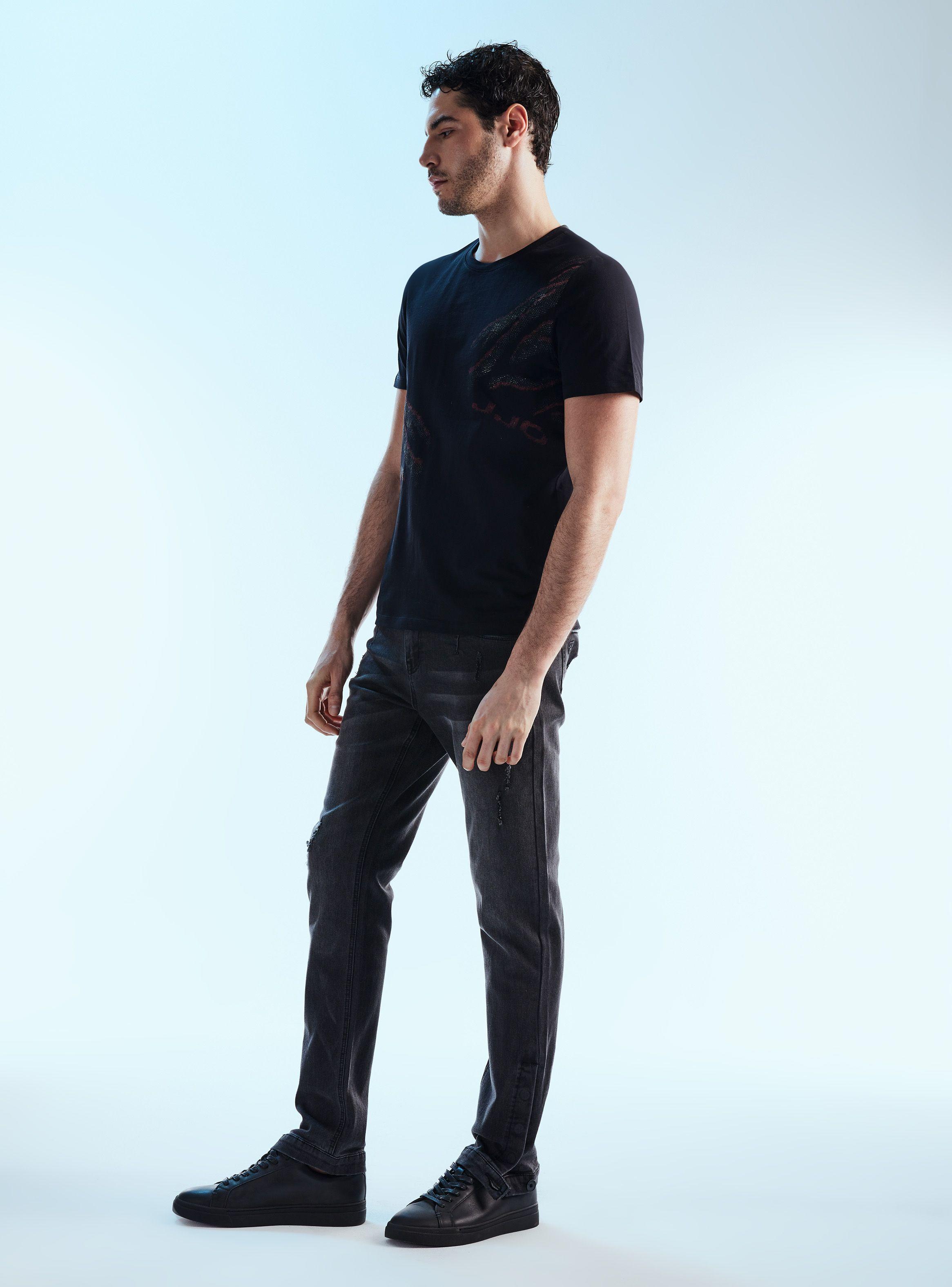 Jeans Slim Rasguños con Broches en Bota-5