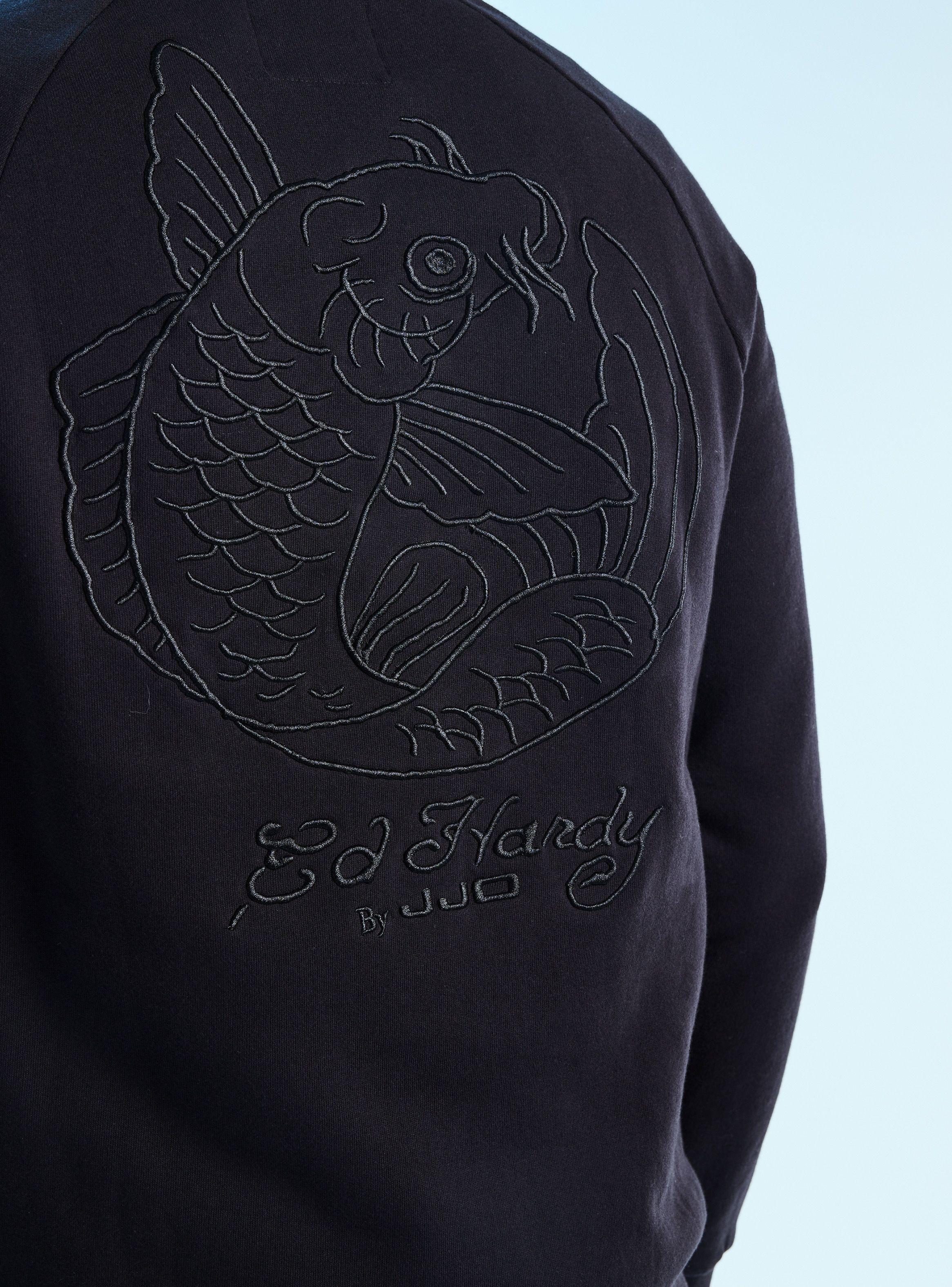 Polerón Capucha Bordado Pez Koi Ed Hardy-3