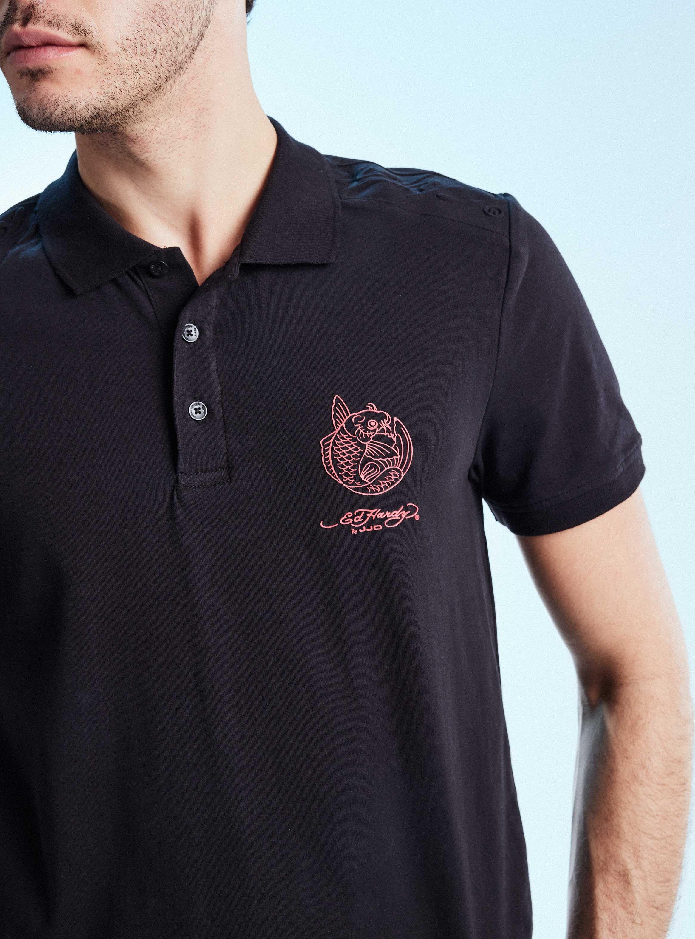 Polera Ed Hardy Cuello Polo Relieve Hombro-2