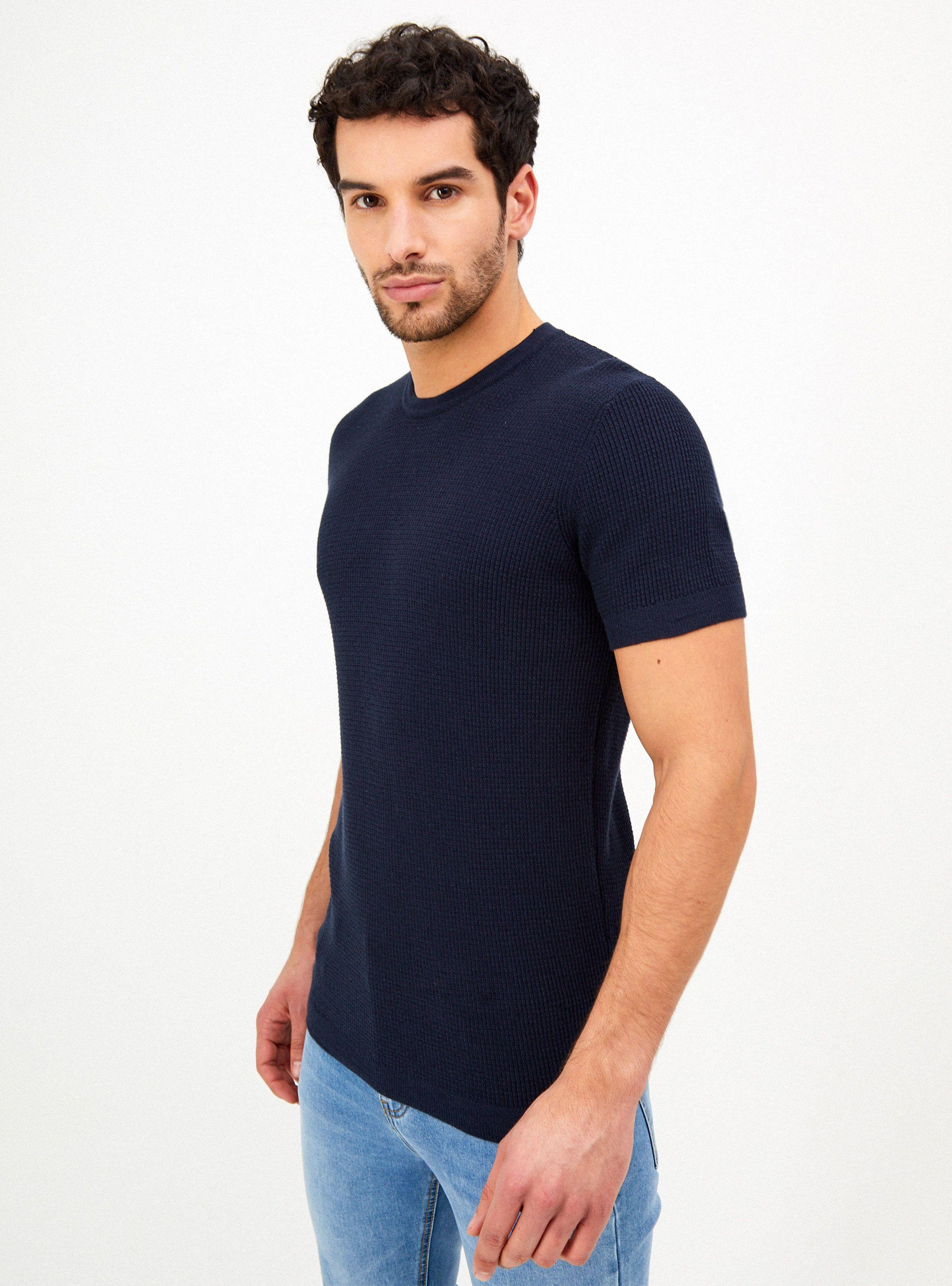 Polera Tejida Textura Manga Corta-0