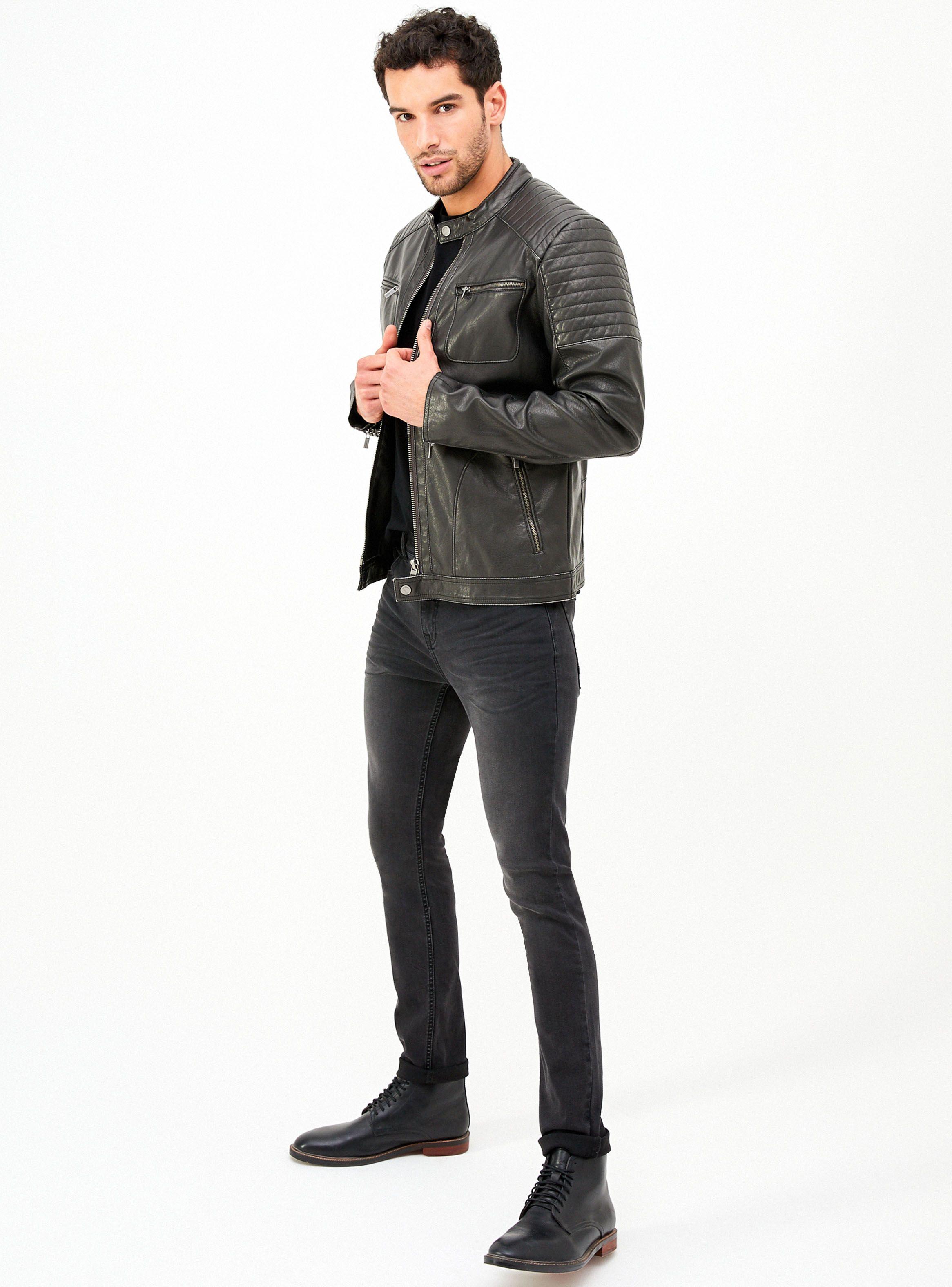 Chaqueta Biker Lavada Bolsillos 3D-3