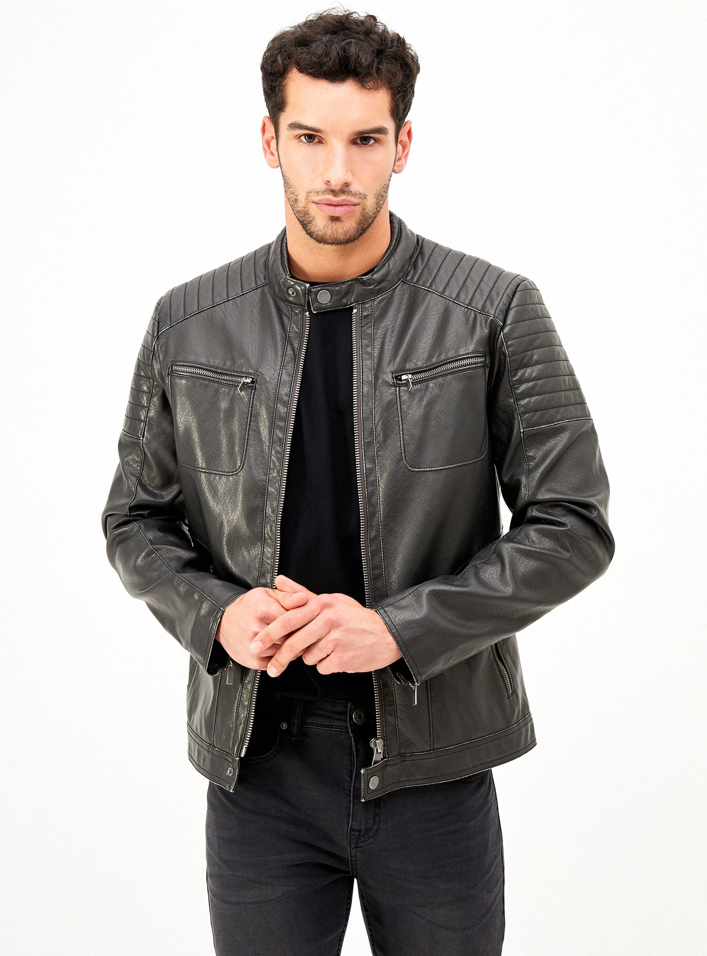 Chaqueta Biker Lavada Bolsillos 3D-0