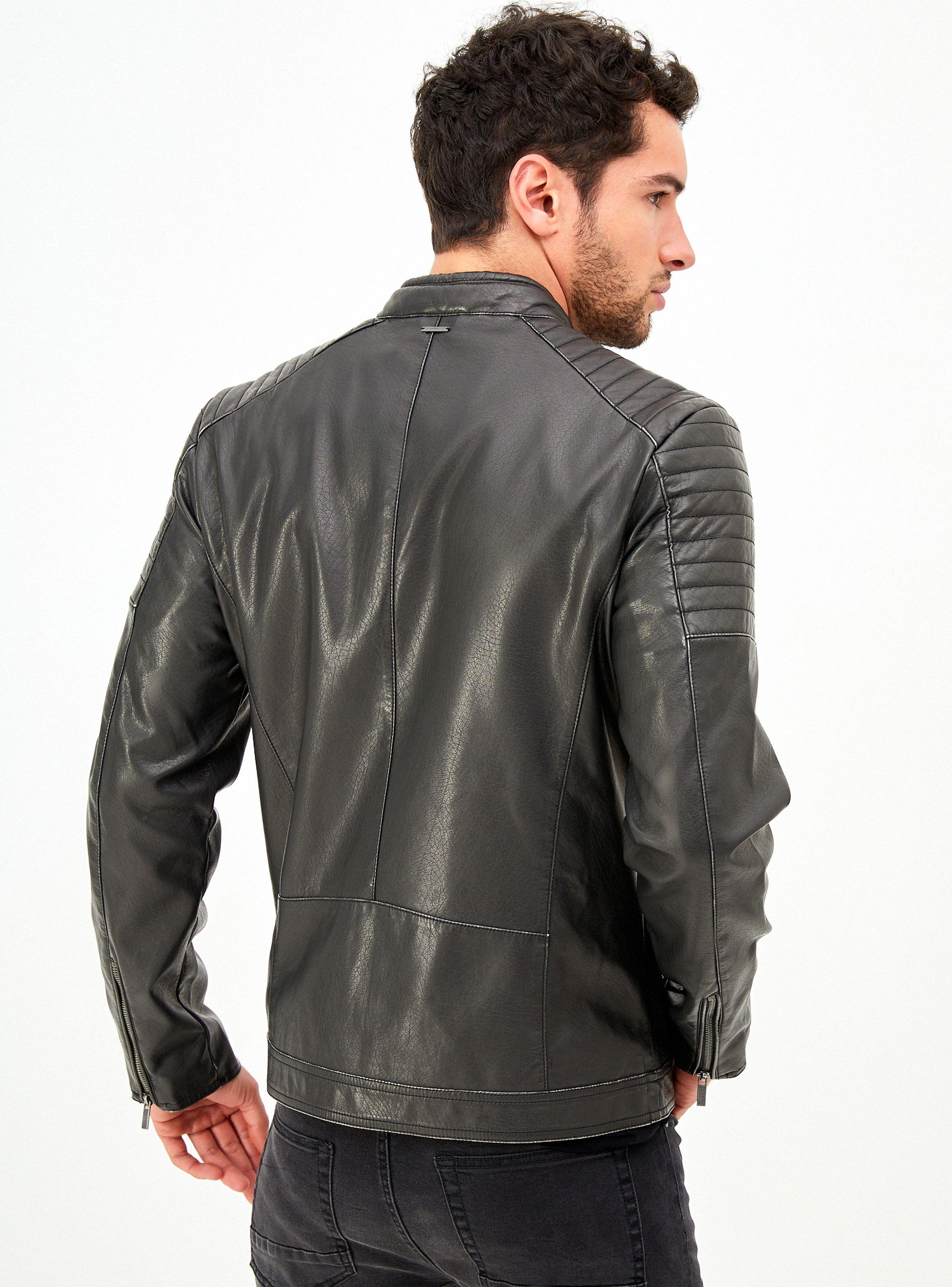 Chaqueta Biker Lavada Bolsillos 3D-1