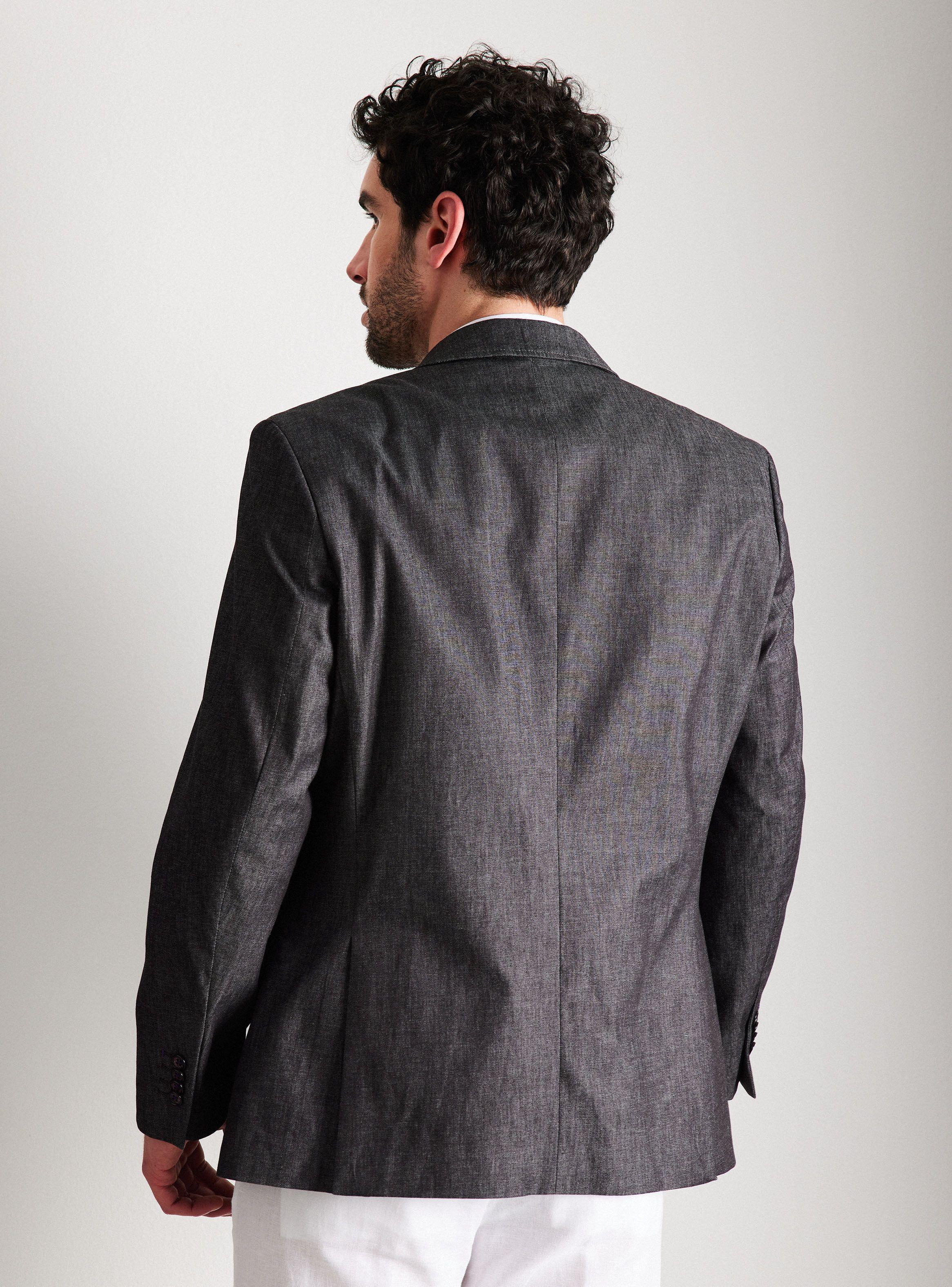 Vestón Recto Slim Fit Tela con Algodón-1