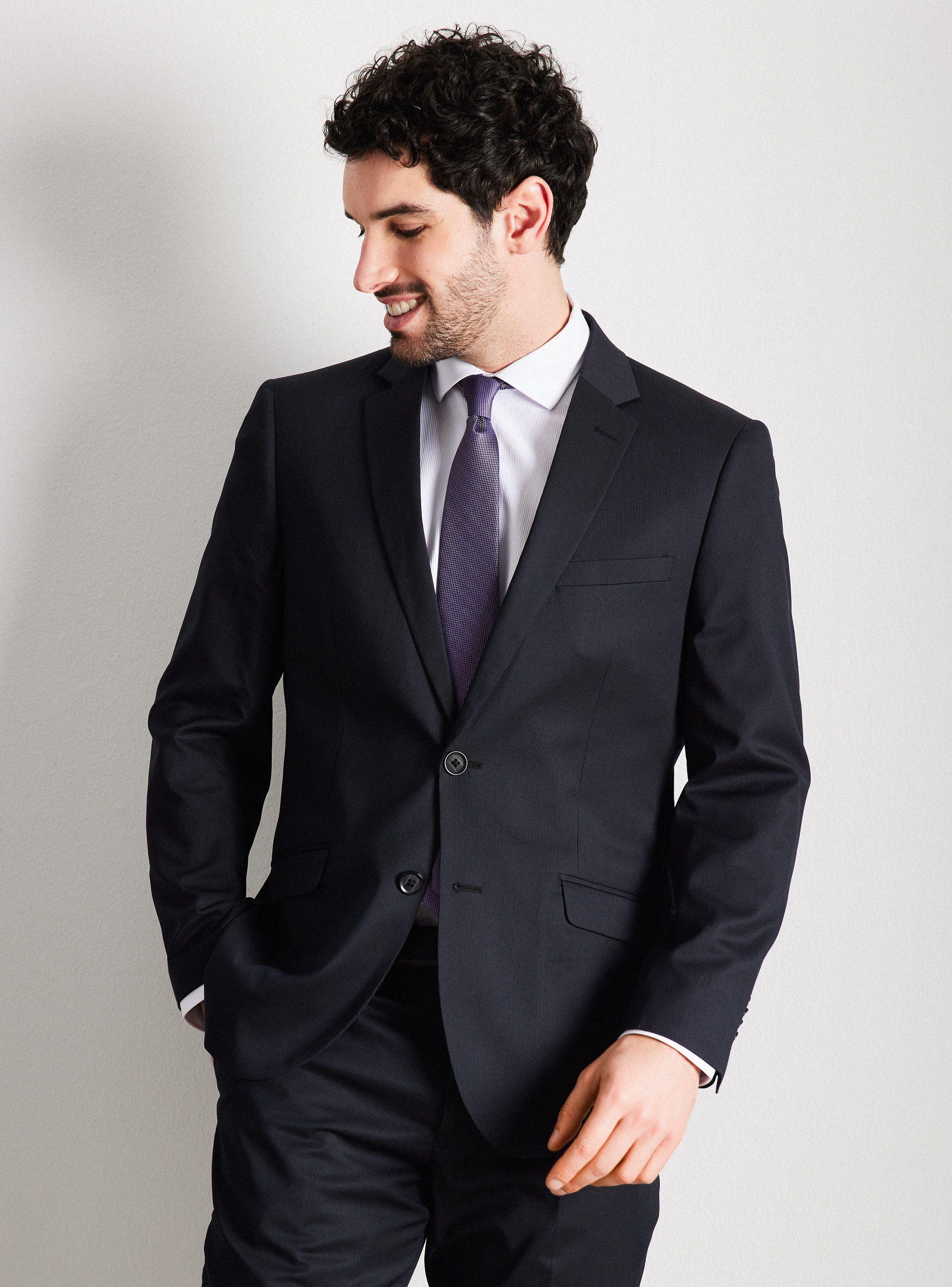 Traje Recto Slim Fit Tela Elastano-0