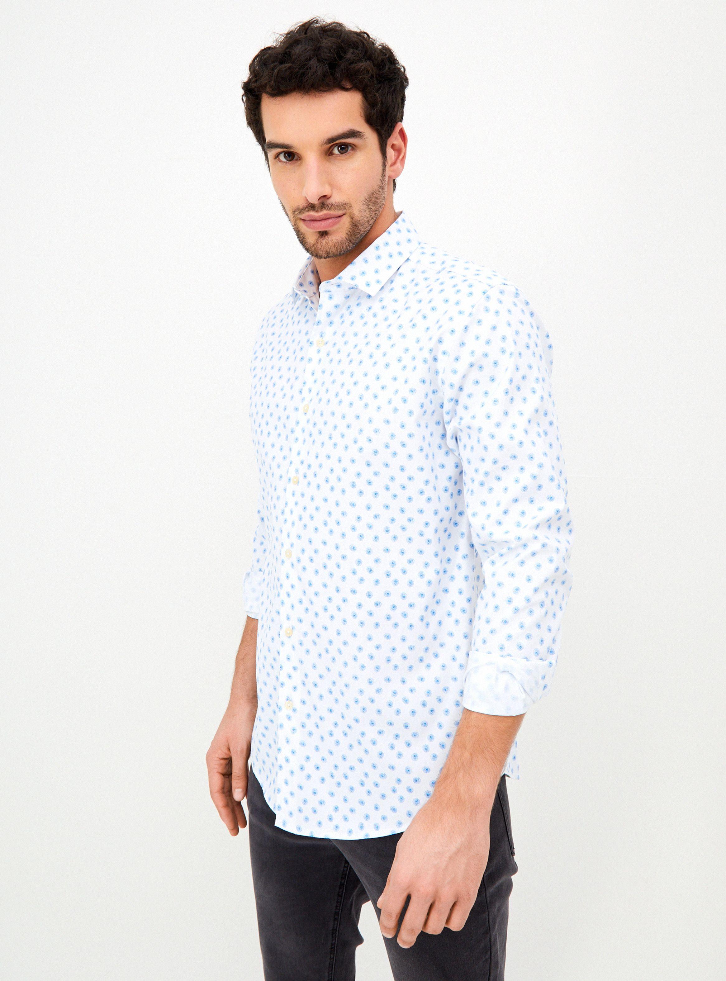 Camisa Poplin Mini Print Marino-0