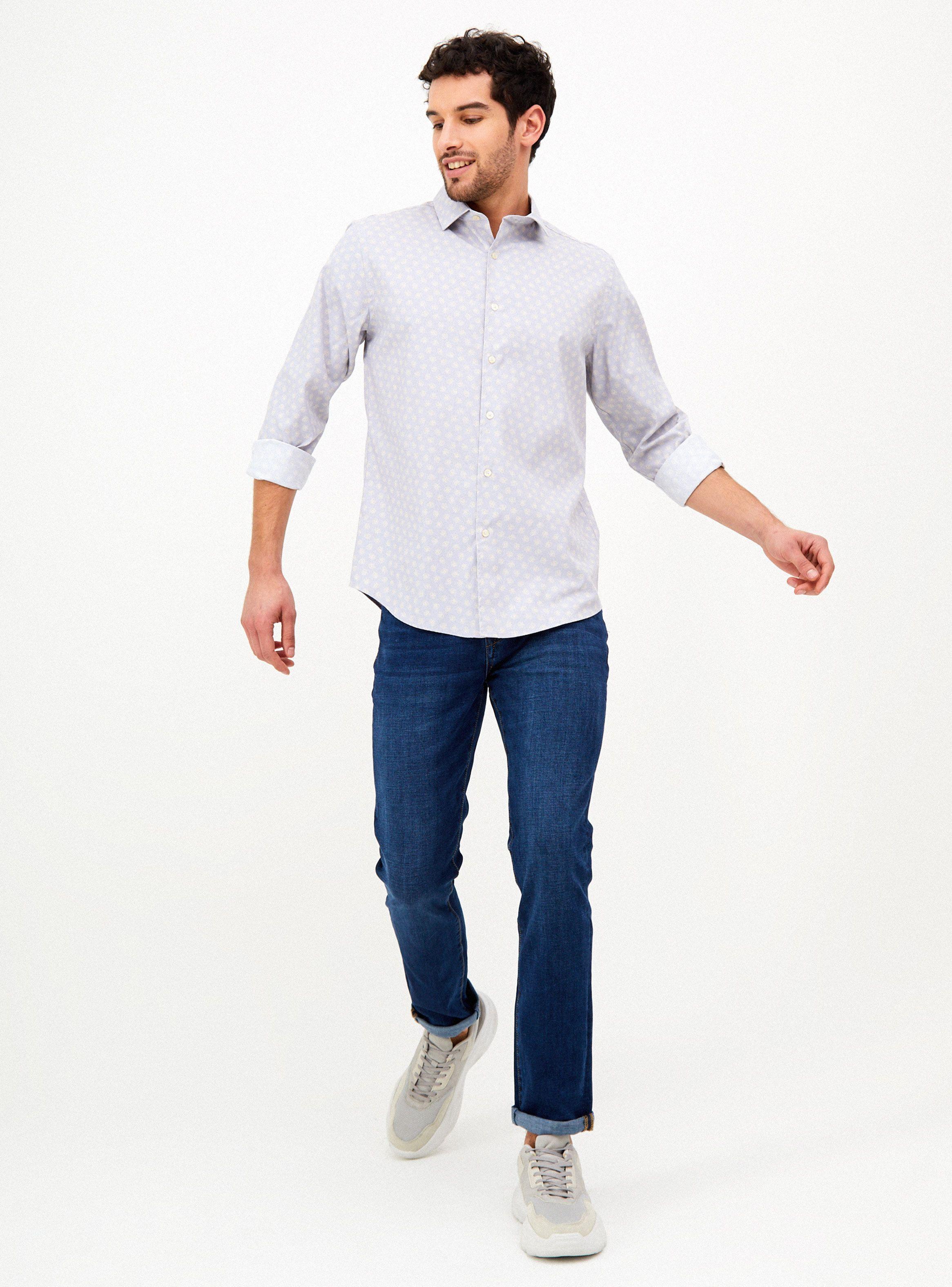 Camisa Poplin Mini Print Marino-3