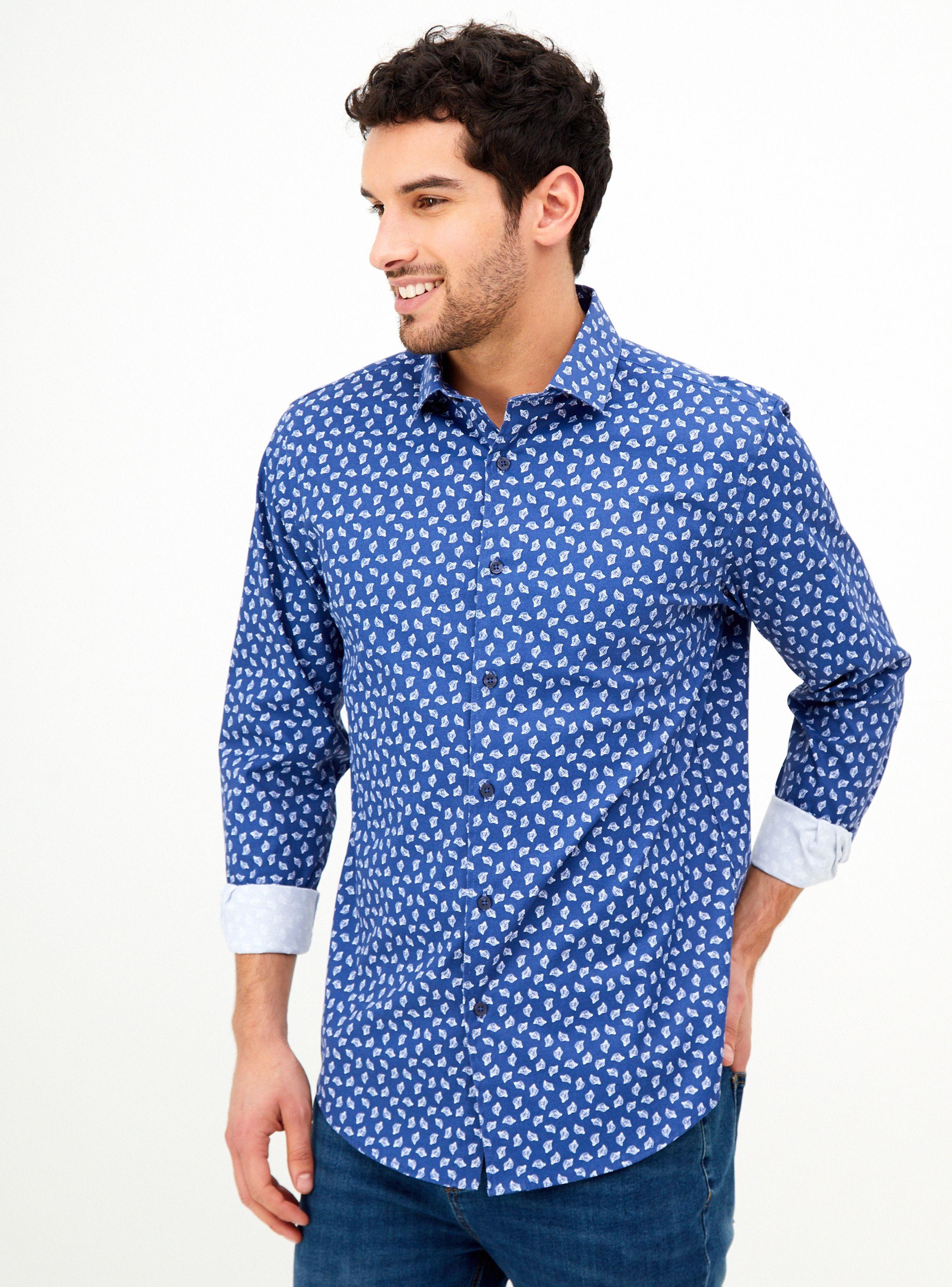 Camisa Poplin Mini Print Marino-0