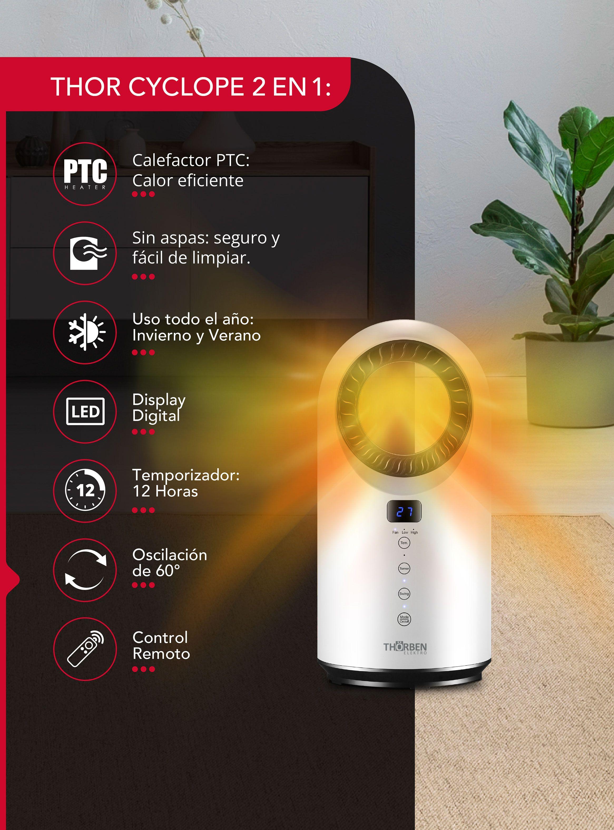 Calefactor sin Aspas 1500W Thor Cyclope 2 en 1-2