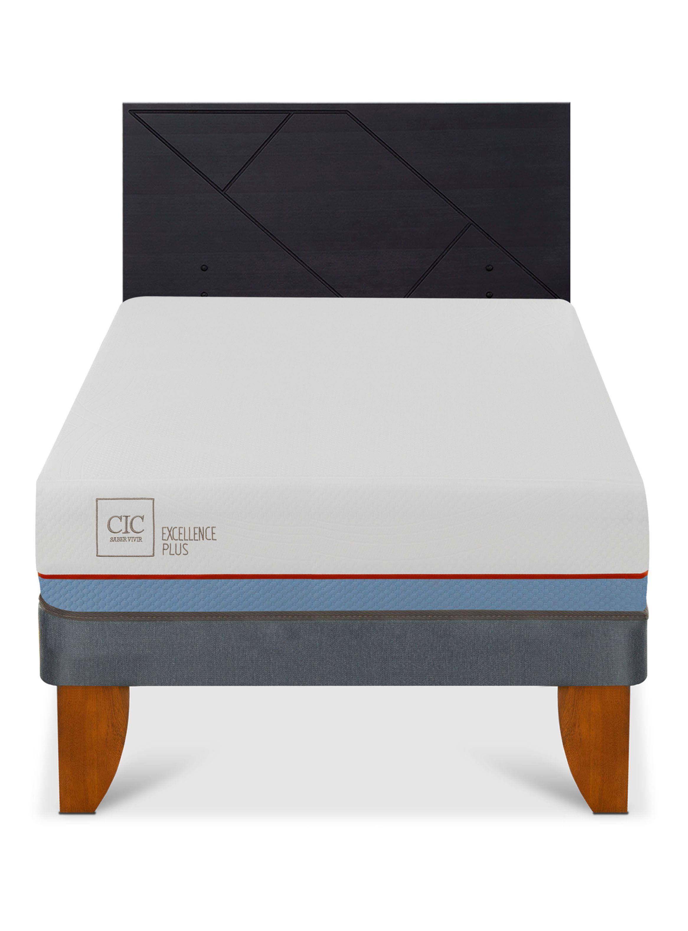 Cama Europea Excellence Plus 1.5 Plazas + Respaldo Villarrica Negro-2