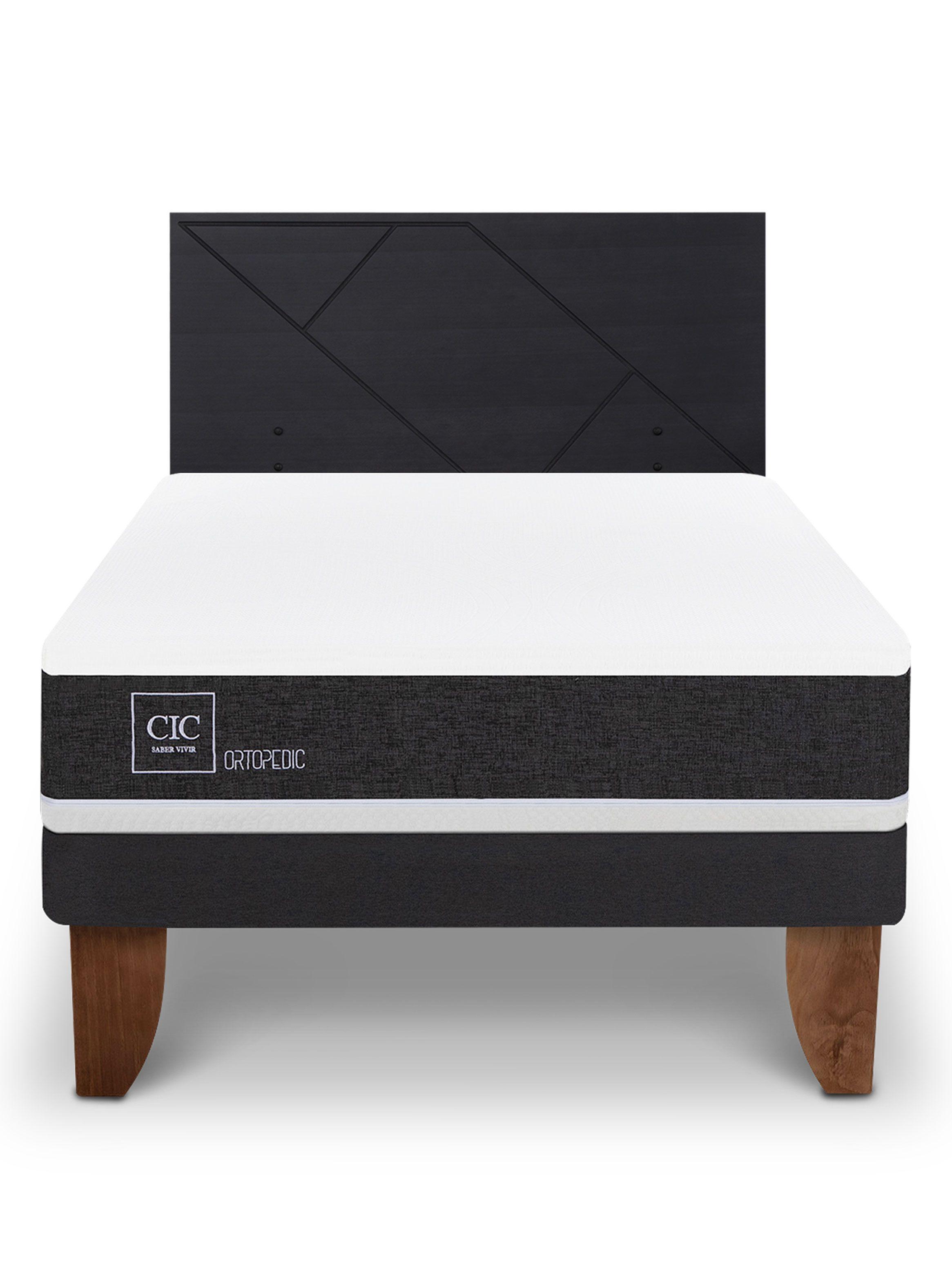 Cama Europea Ortopedic 1.5 Plazas + Respaldo Villarrica Negro-2