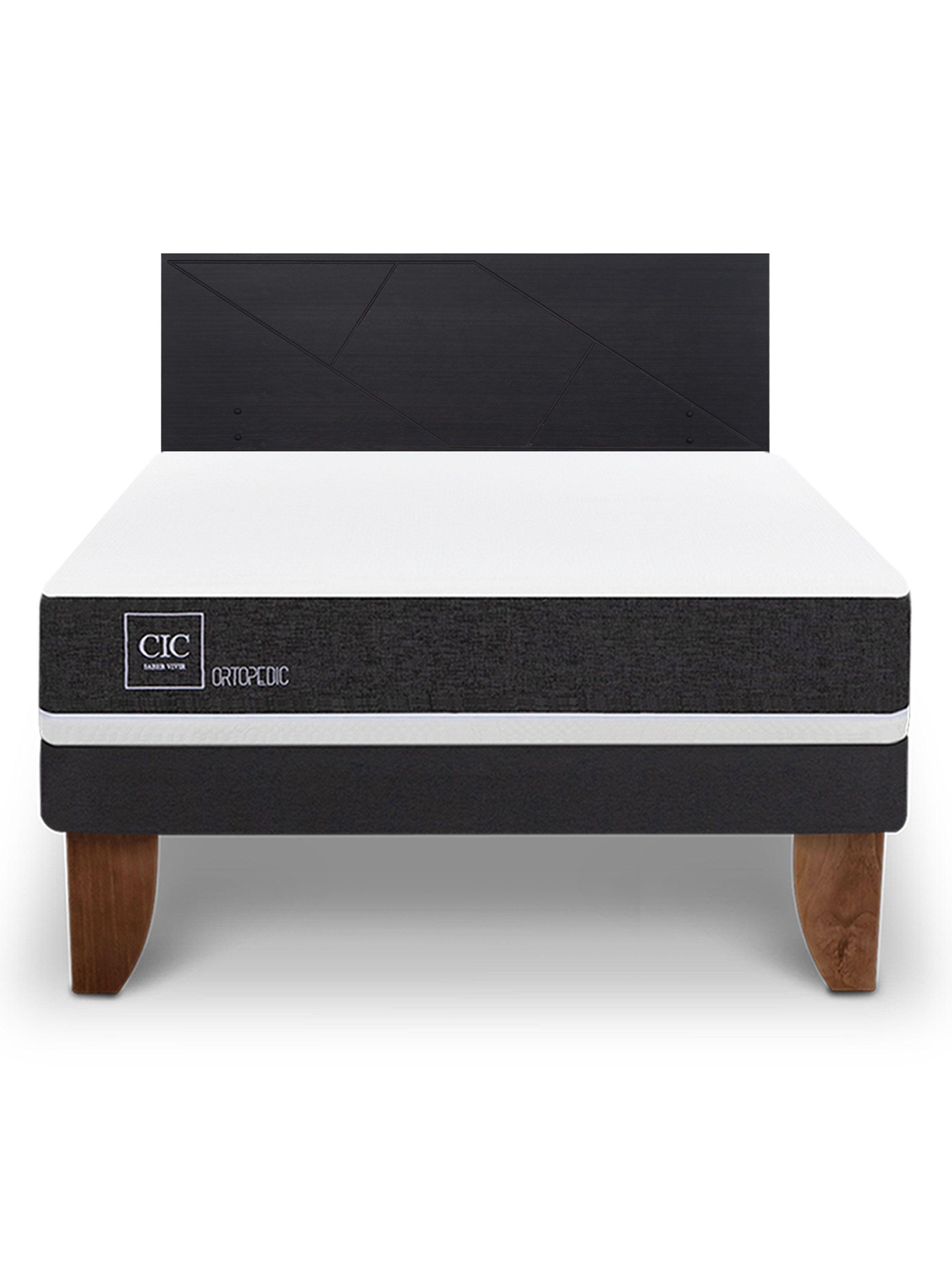 Cama Europea Ortopedic 2 Plazas + Respaldo Villarrica Negro-2