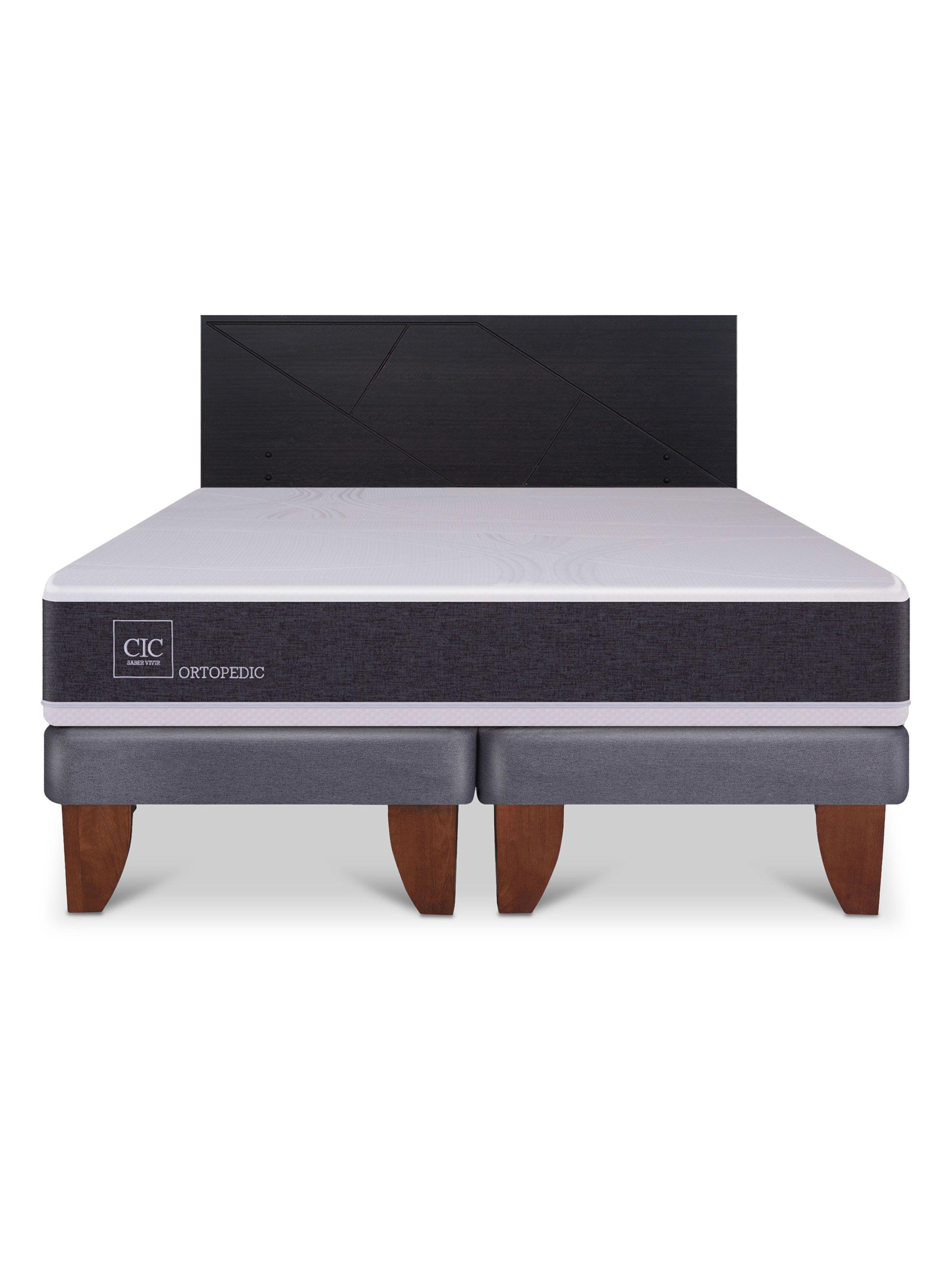 Cama Europea Ortopedic King + Respaldo Villarrica Negro-2