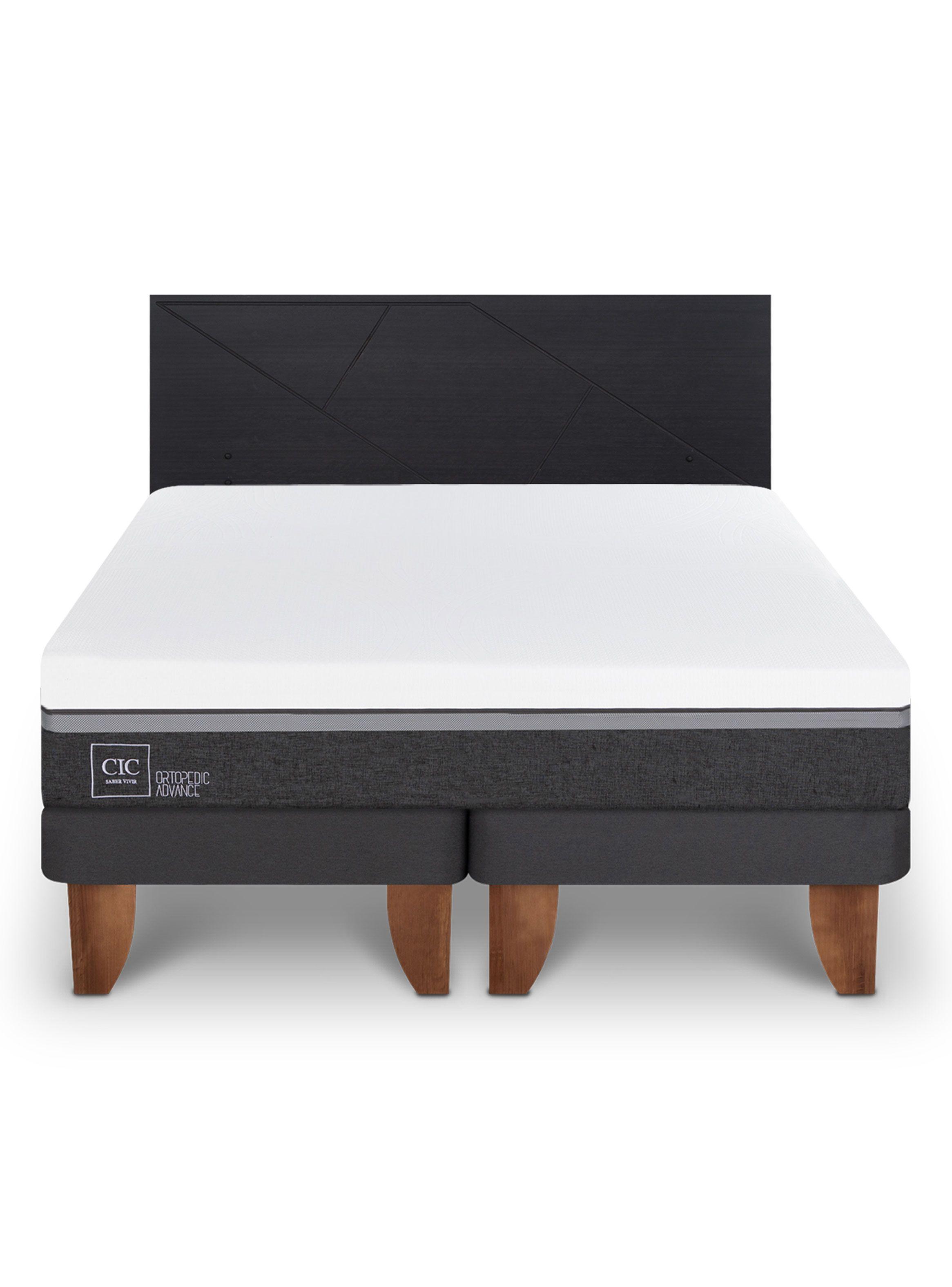 Cama Europea Ortopedic Advance 2 Plazas Base Dividida + Respaldo Villarrica Negro-2